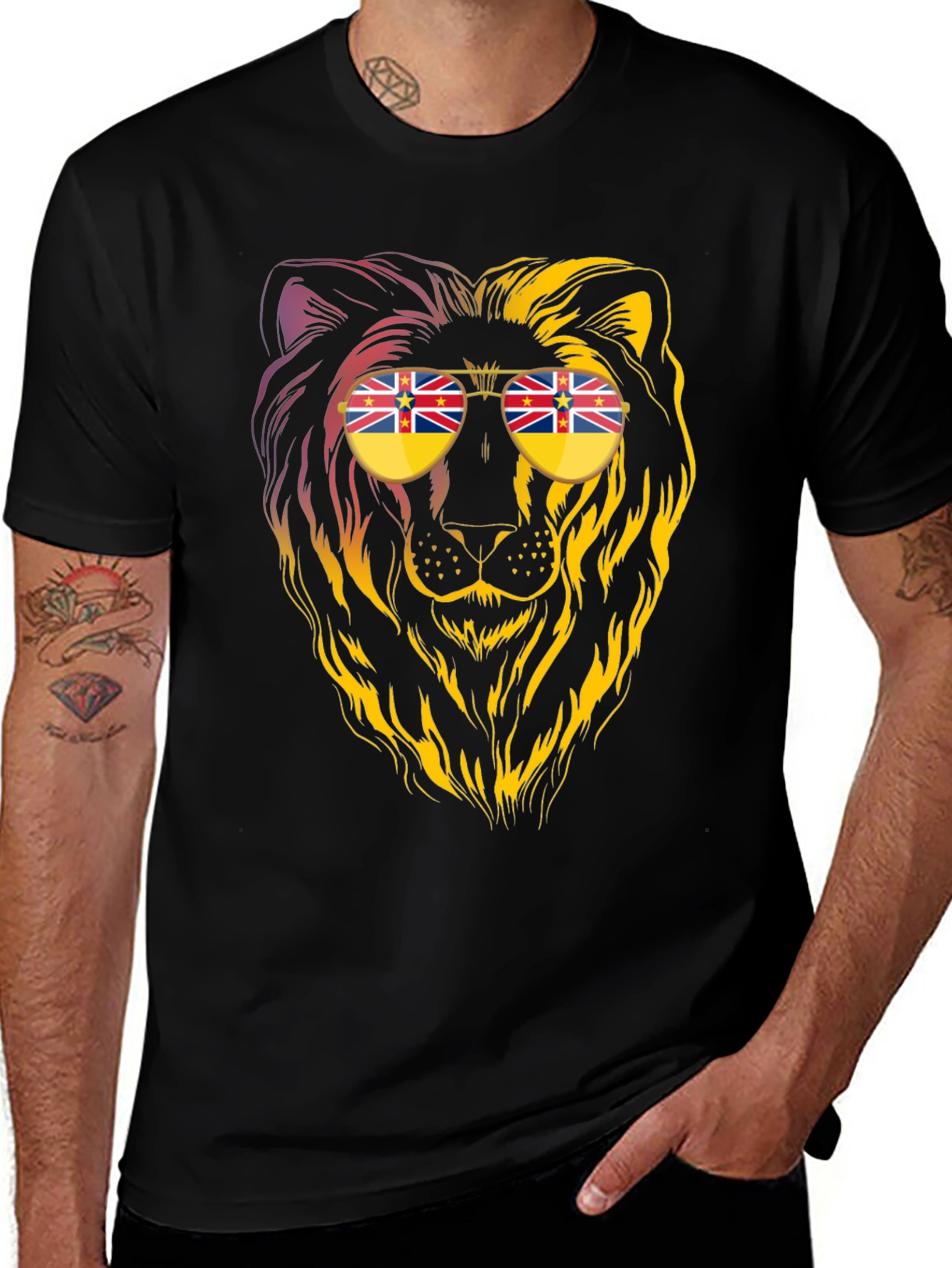 Lion Sunglasses Graphic Tee - Cool & Unique Design
