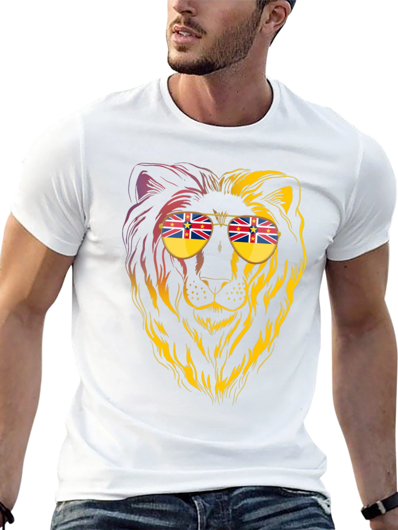 Lion Sunglasses Graphic Tee - Cool & Unique Design