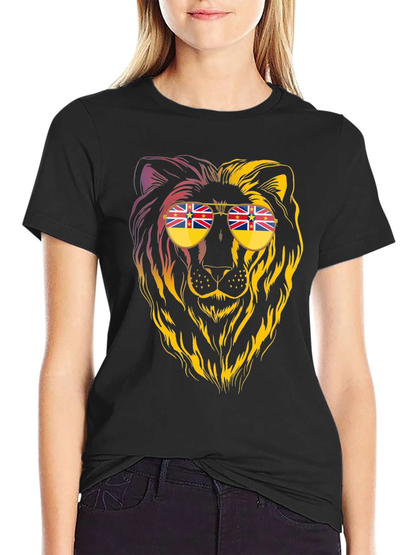 Lion Sunglasses Graphic Tee - Cool & Unique Design