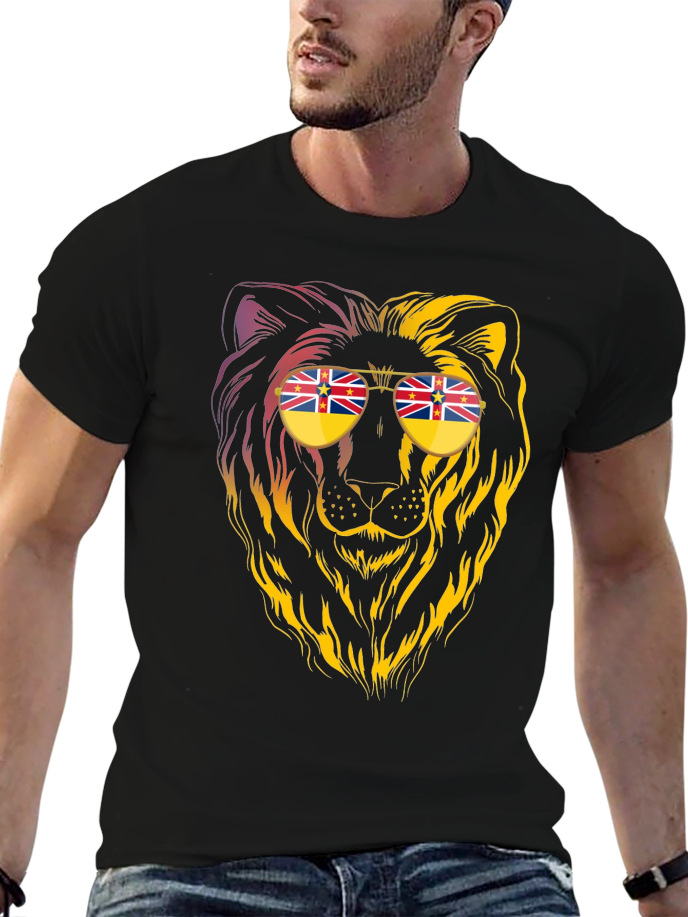 Lion Sunglasses Graphic Tee - Cool & Unique Design
