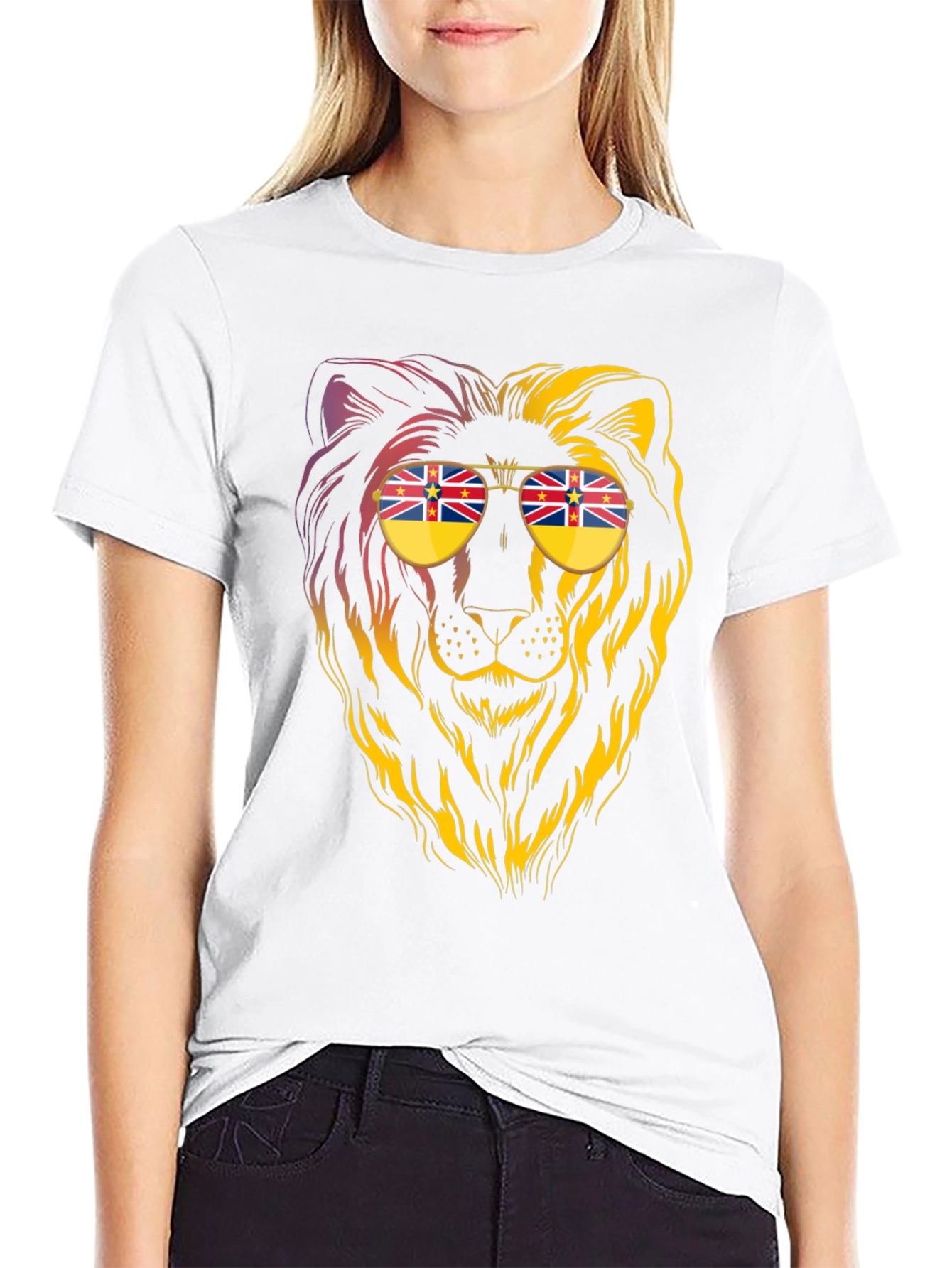 Lion Sunglasses Graphic Tee - Cool & Unique Design