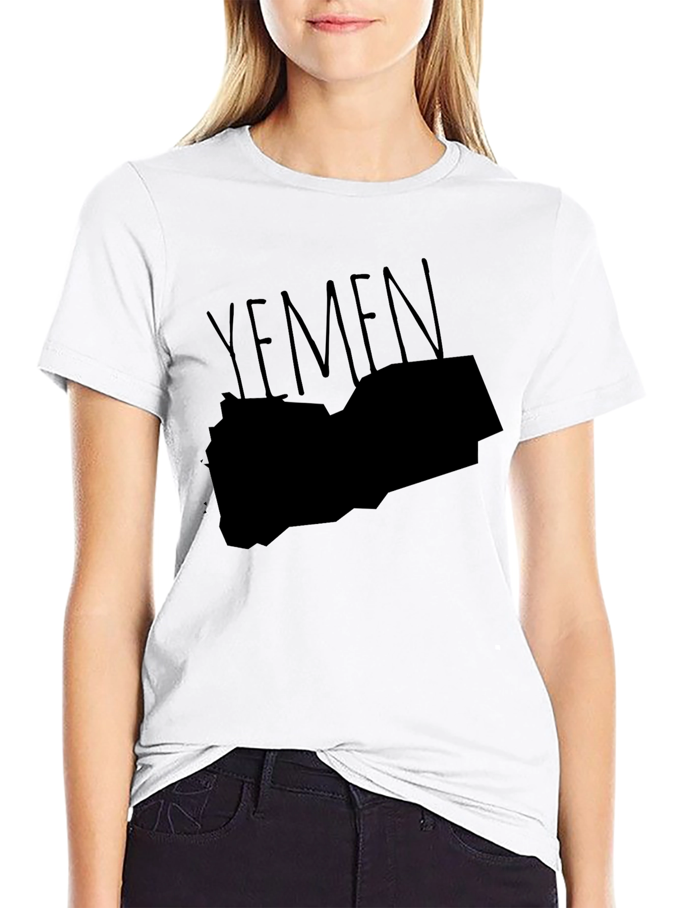Yemen Map Graphic Tee - Black Cotton T-Shirt