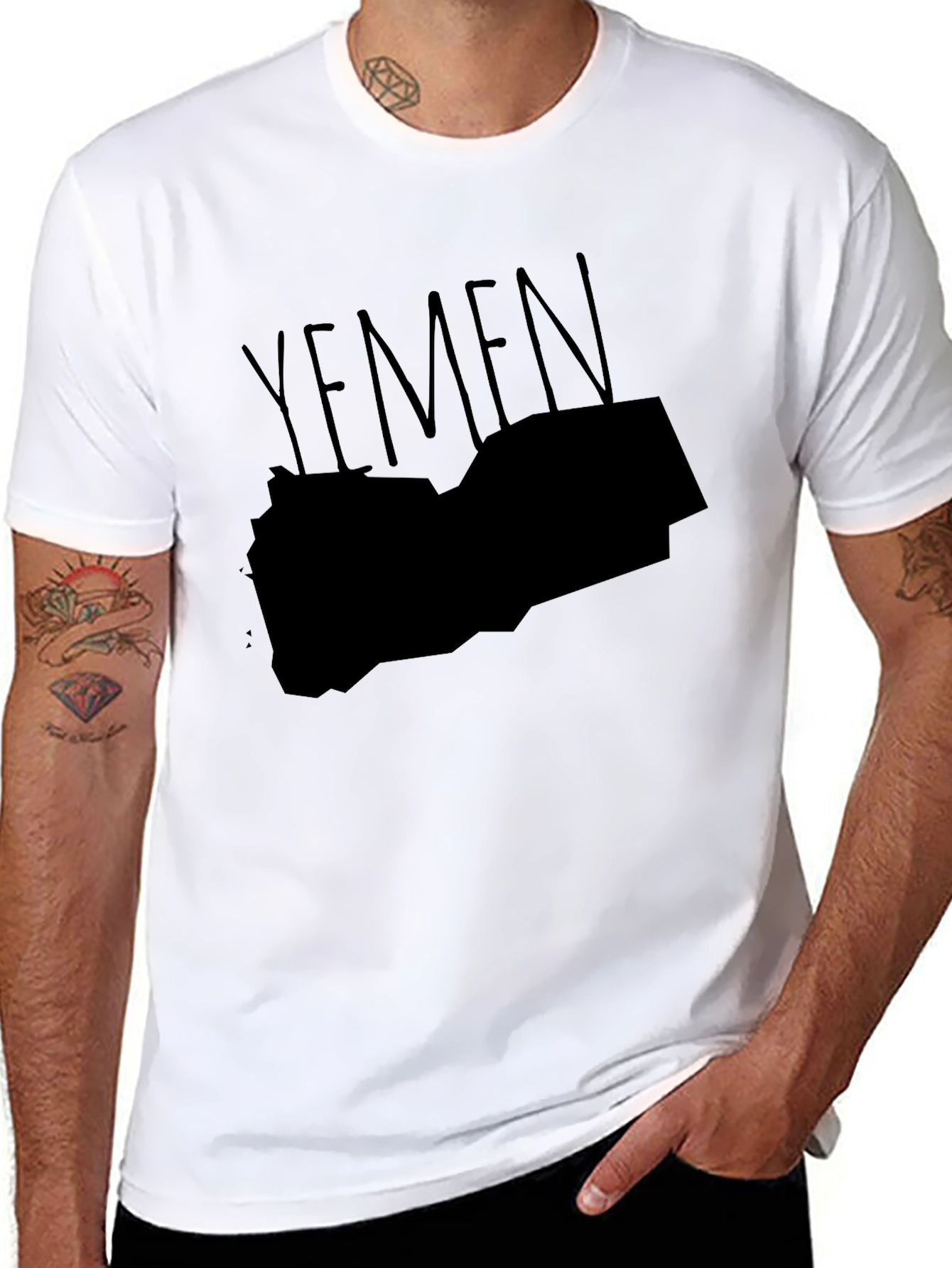 Yemen Map Graphic Tee - Black Cotton T-Shirt