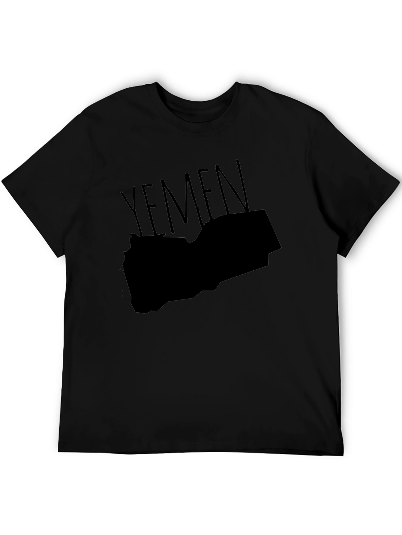 Yemen Map Graphic Tee - Black Cotton T-Shirt