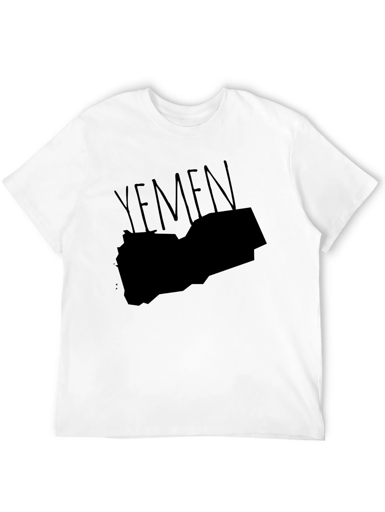 Yemen Map Graphic Tee - Black Cotton T-Shirt