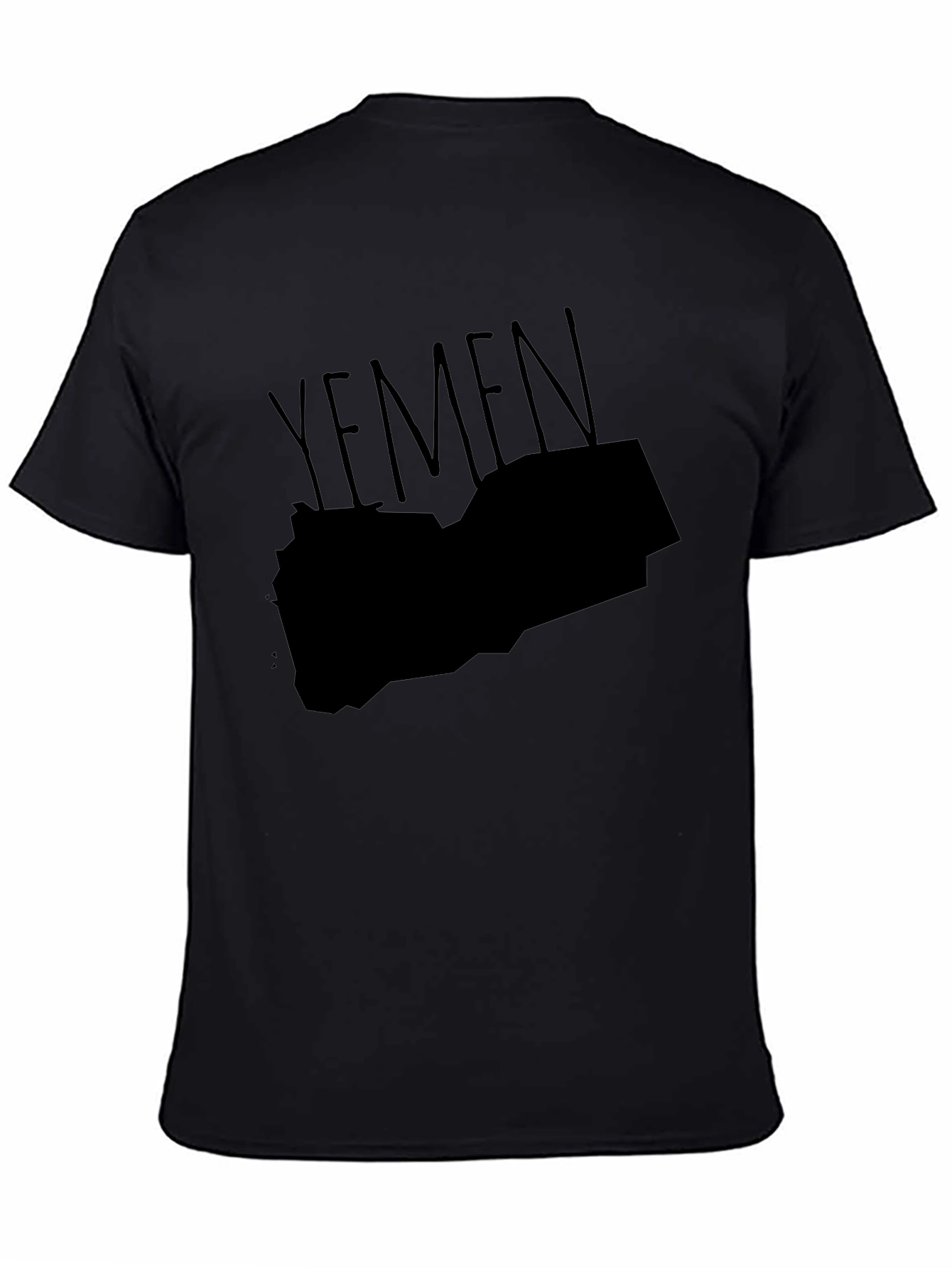 Yemen Map Graphic Tee - Black Cotton T-Shirt