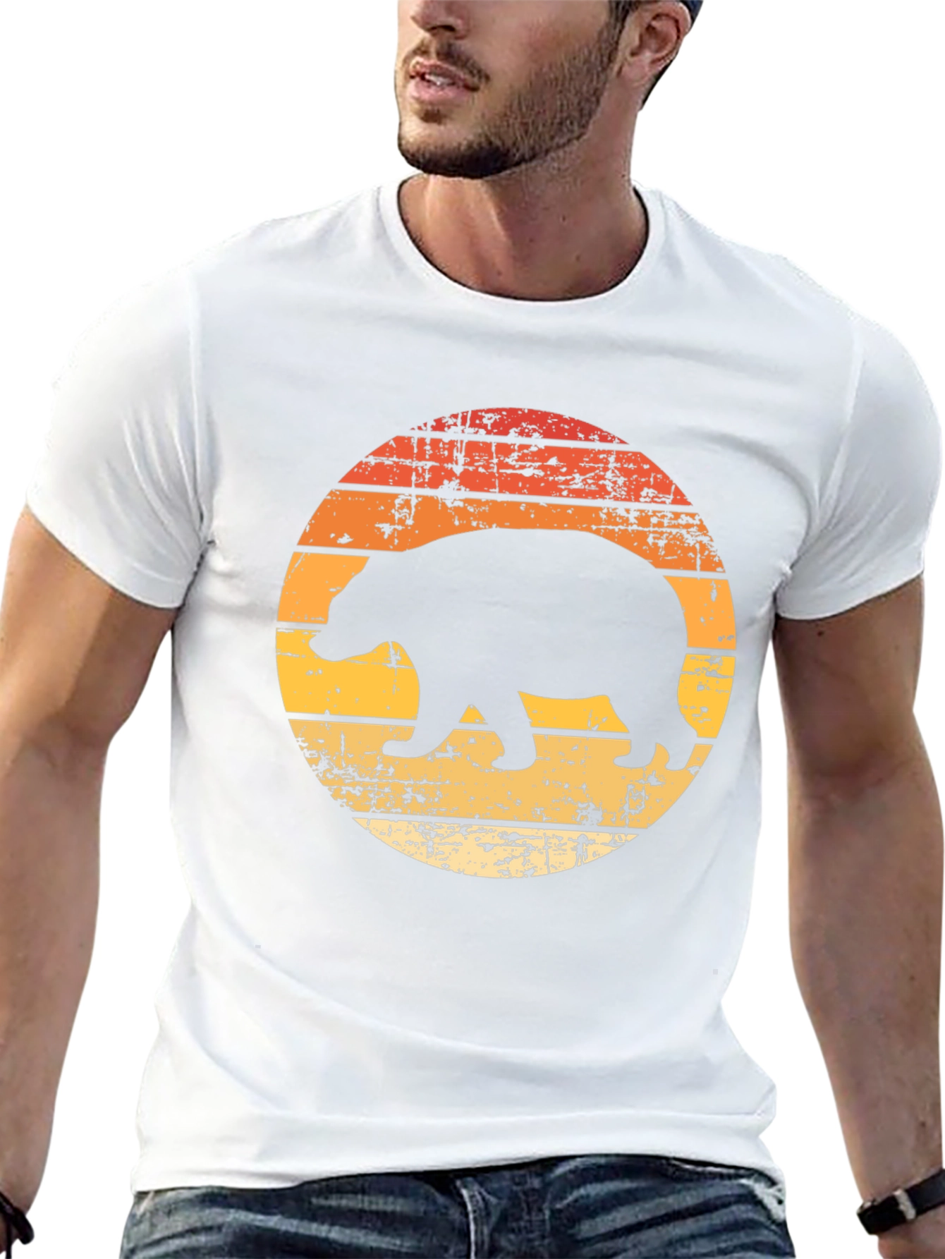 Retro Bear Graphic Tee - Black