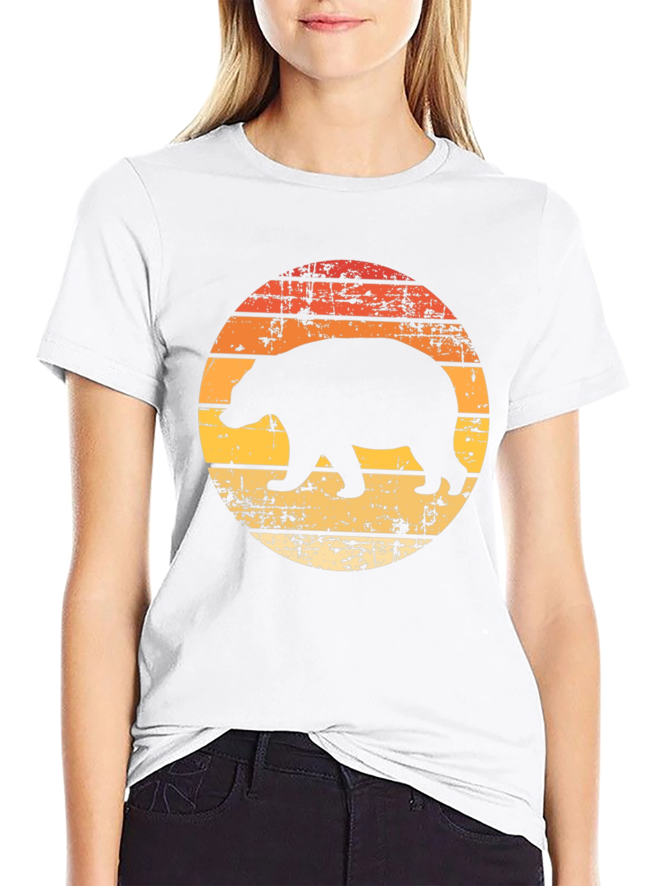 Retro Bear Graphic Tee - Black