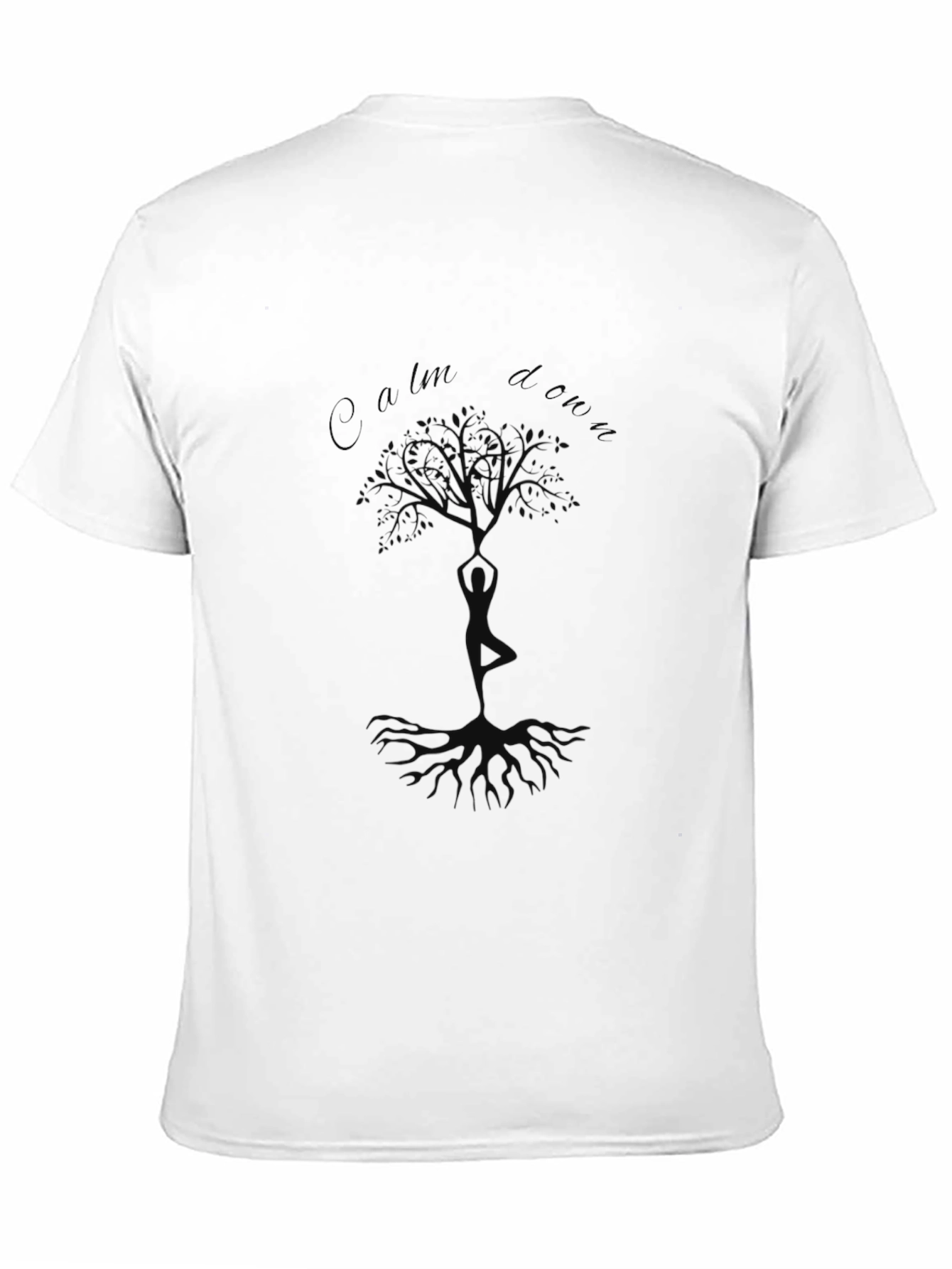 Calm Down Yoga Tree Black T-Shirt