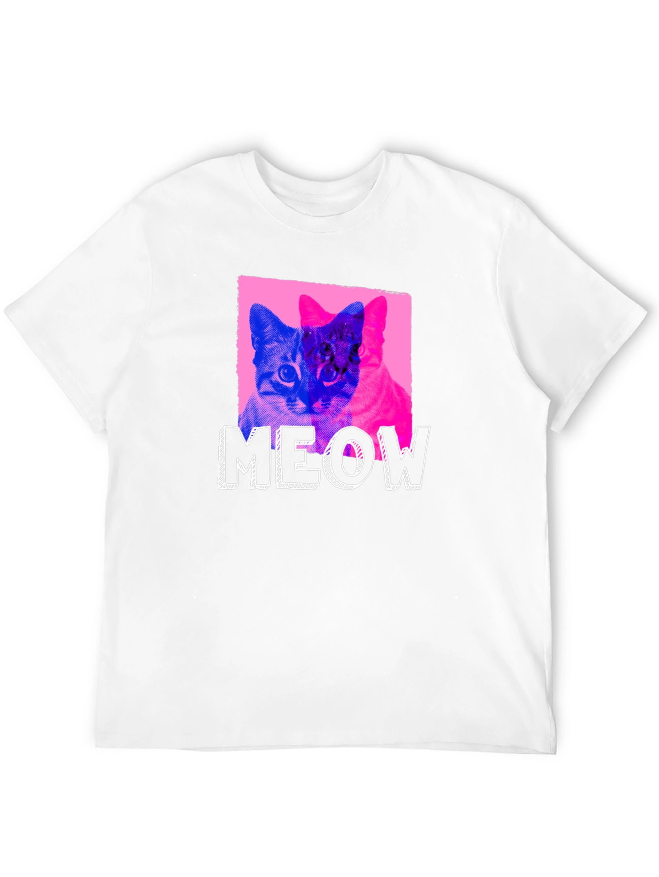 Meow Cat Graphic T-Shirt - Novelty Pet Lover Tee