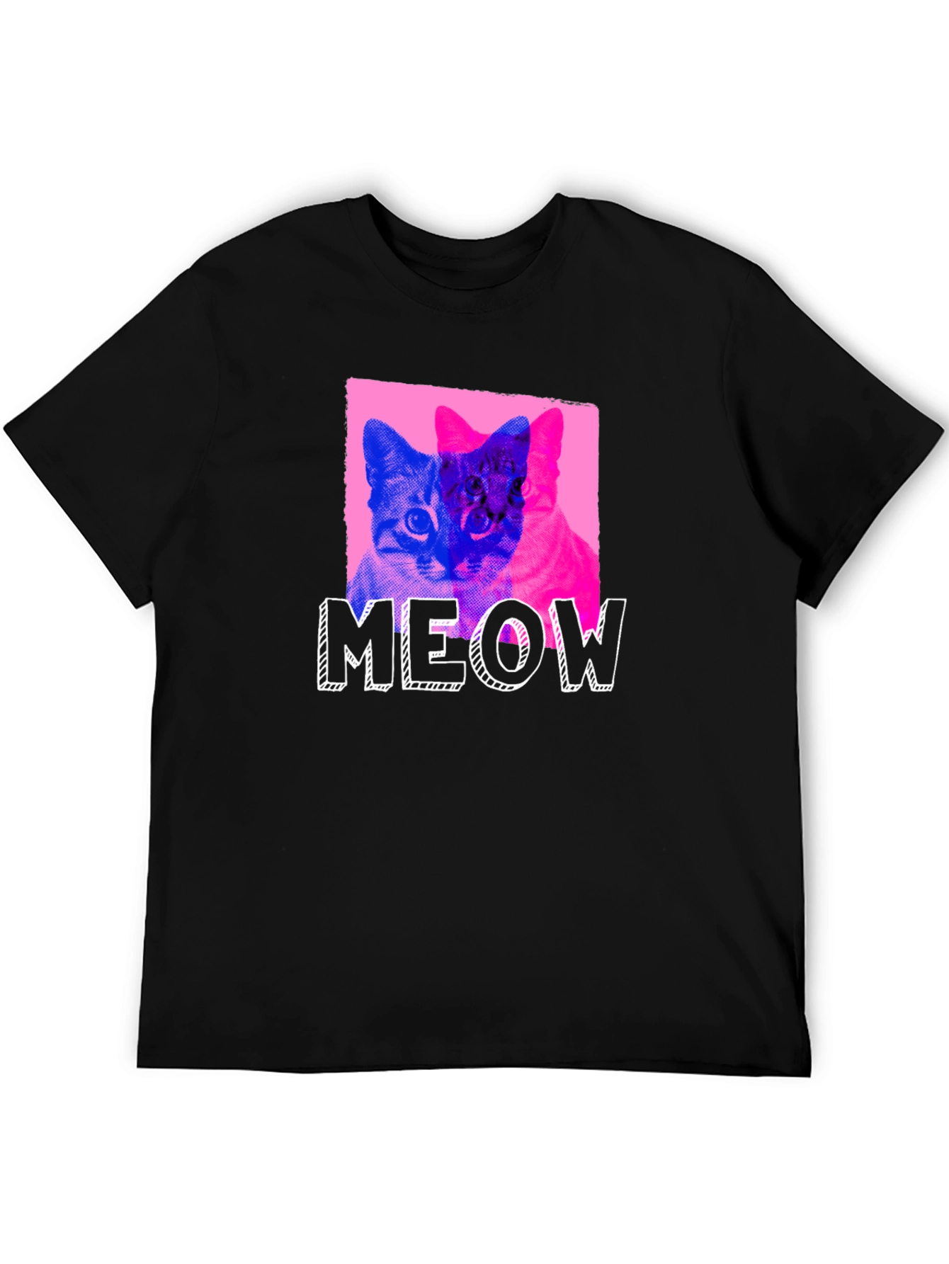Meow Cat Graphic T-Shirt - Novelty Pet Lover Tee
