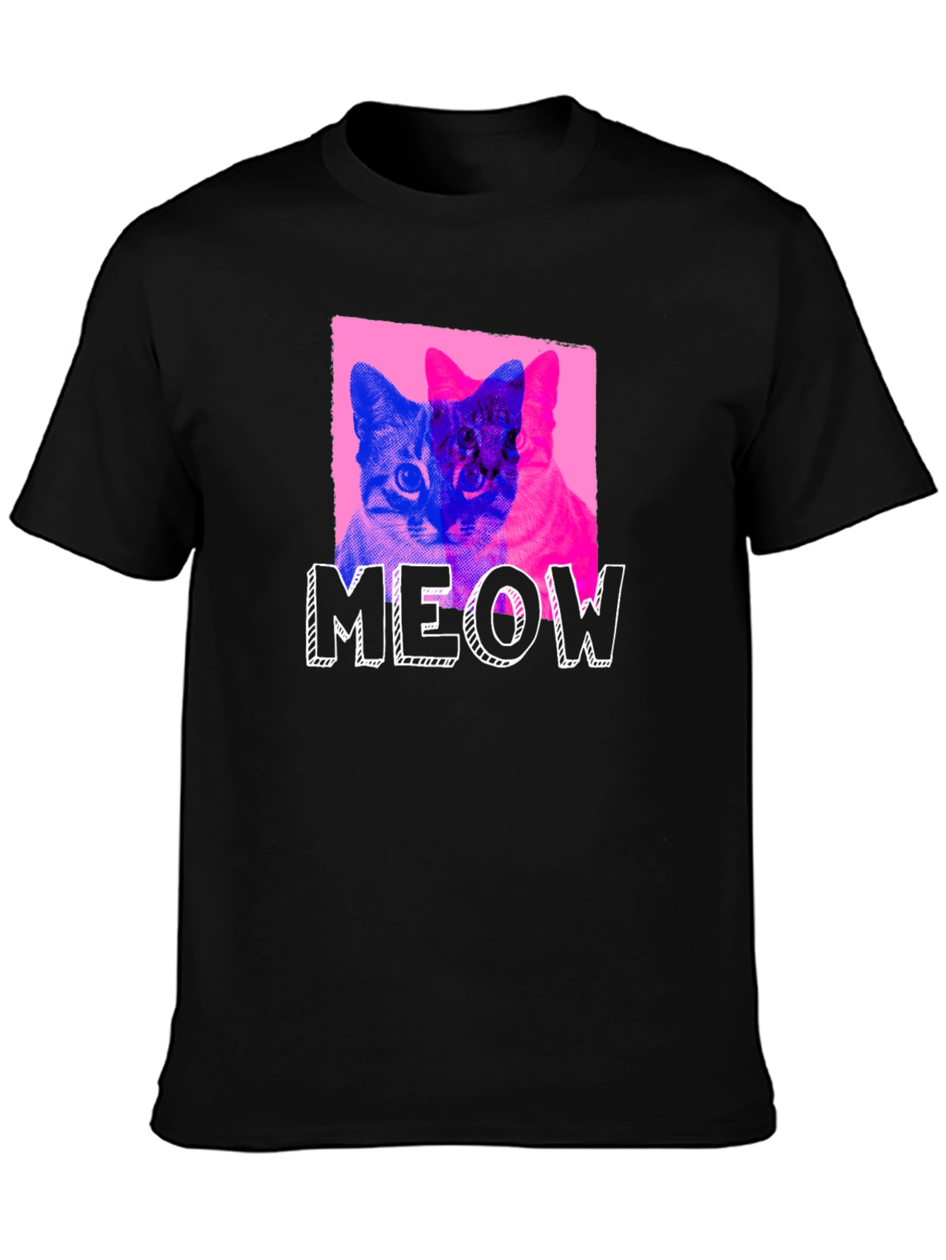 Meow Cat Graphic T-Shirt - Novelty Pet Lover Tee