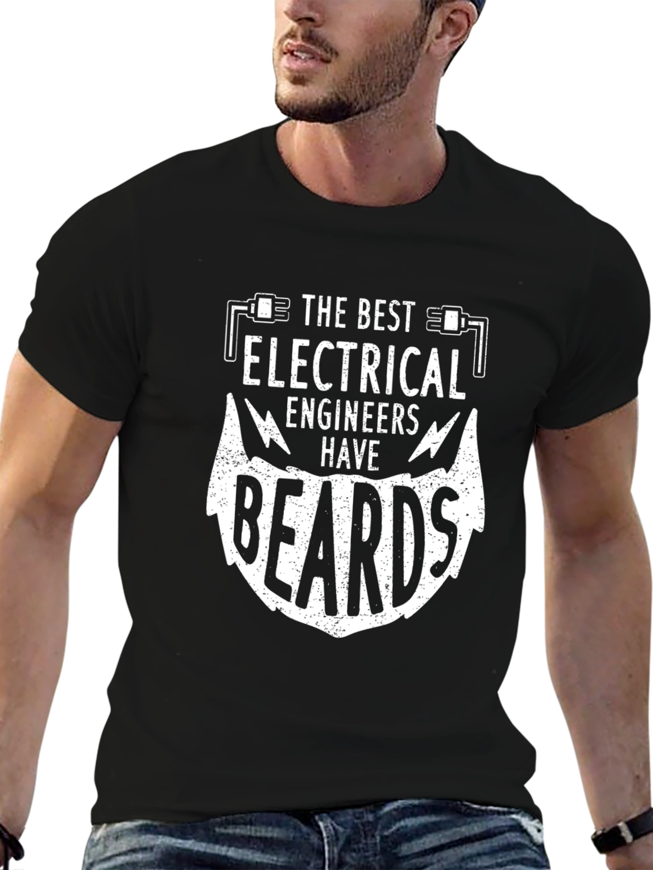 Electrical Engineer Beard T-Shirt - Black