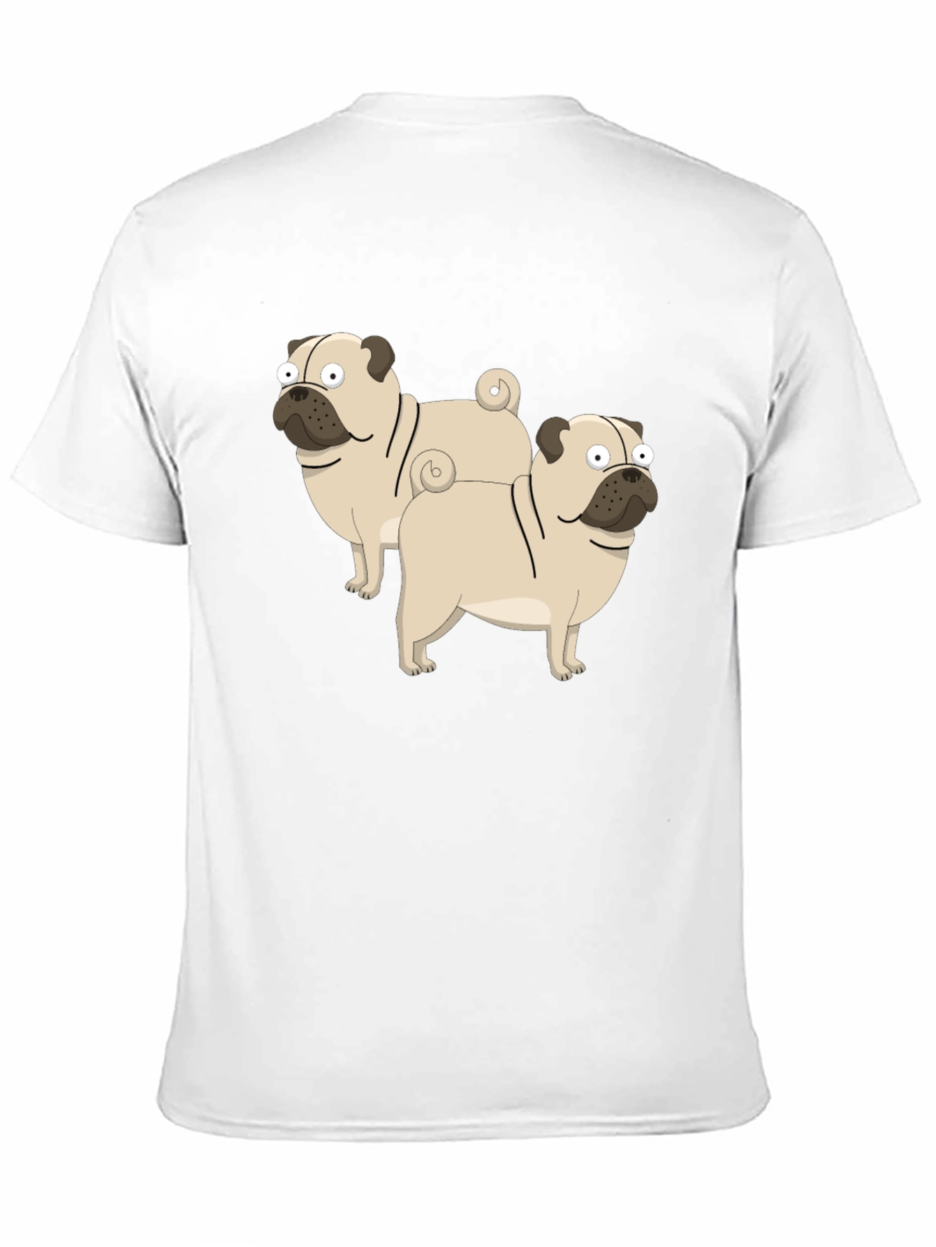 Cartoon Pug Graphic T-Shirt - Black Cotton Blend