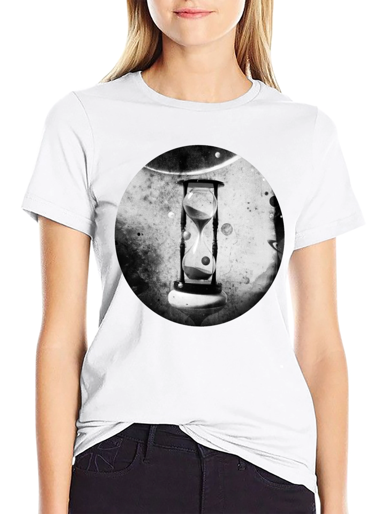 Abstract Hourglass Graphic Print Black T-Shirt