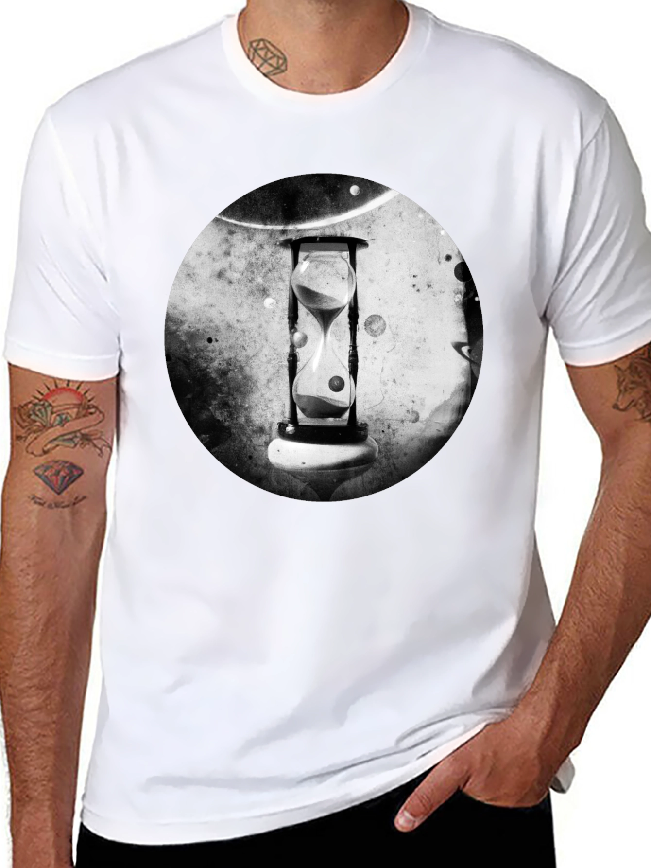 Abstract Hourglass Graphic Print Black T-Shirt