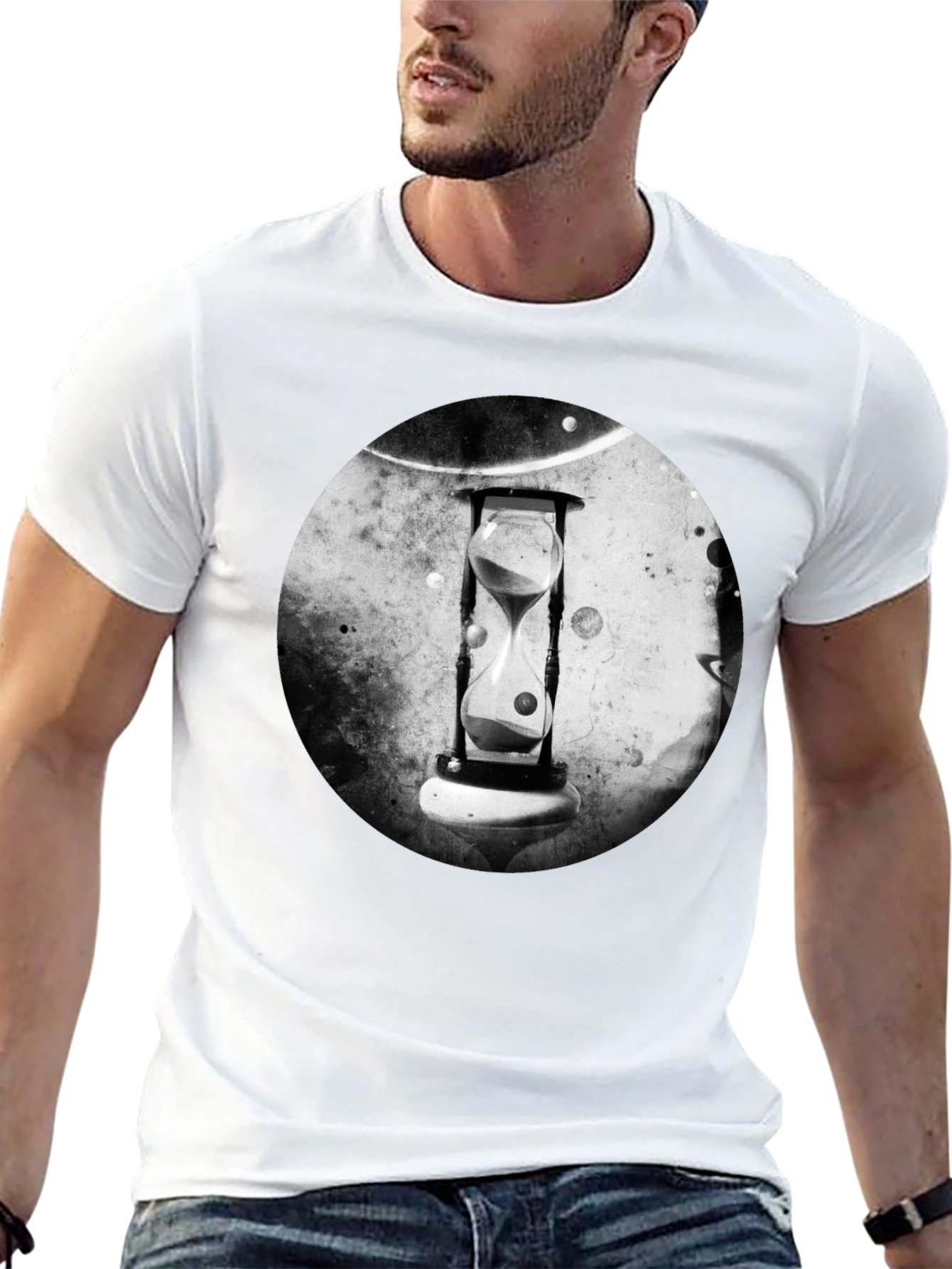 Abstract Hourglass Graphic Print Black T-Shirt