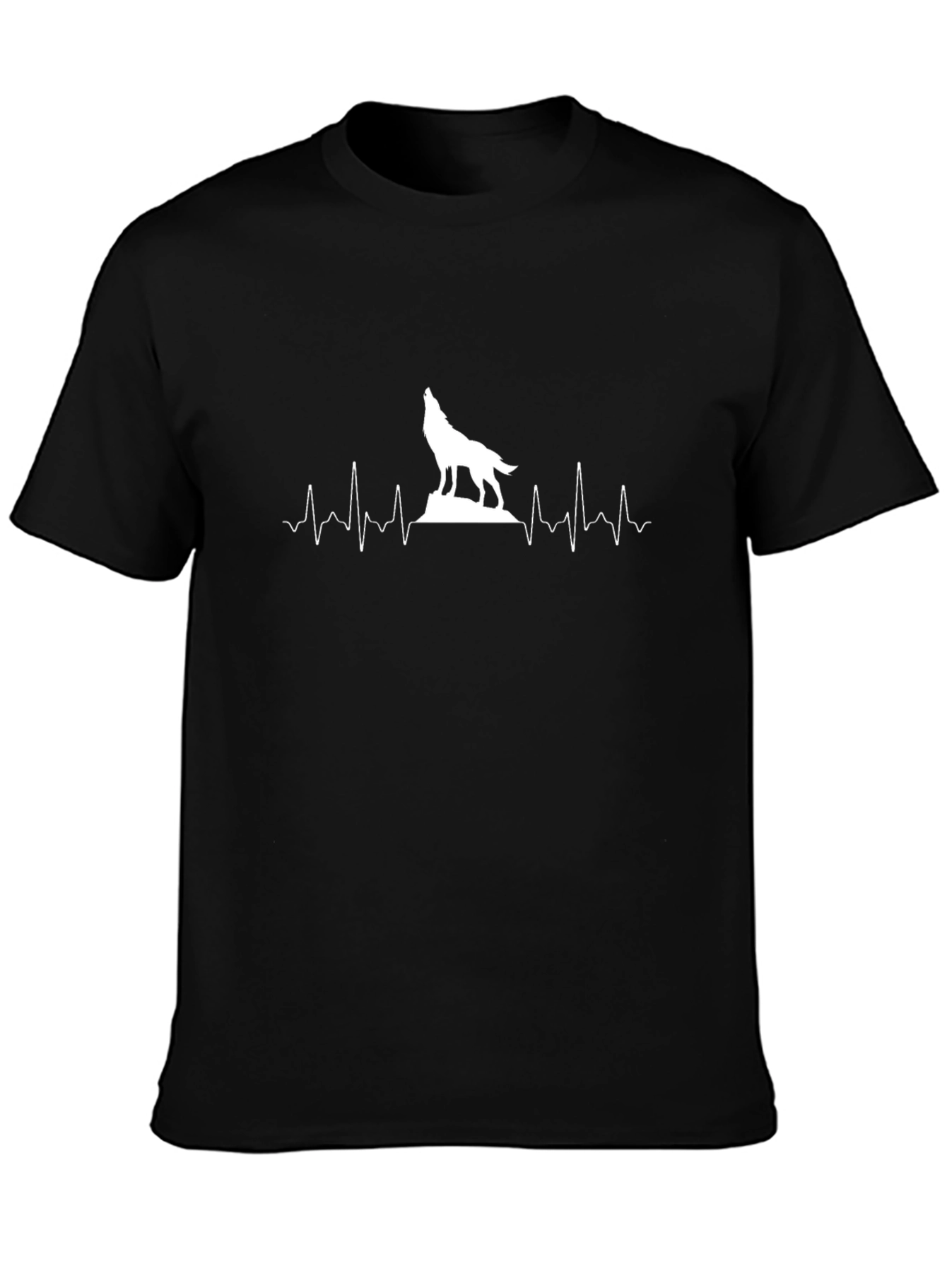 Wolf Heartbeat Graphic Tee - Stylish Mens Black T-Shirt