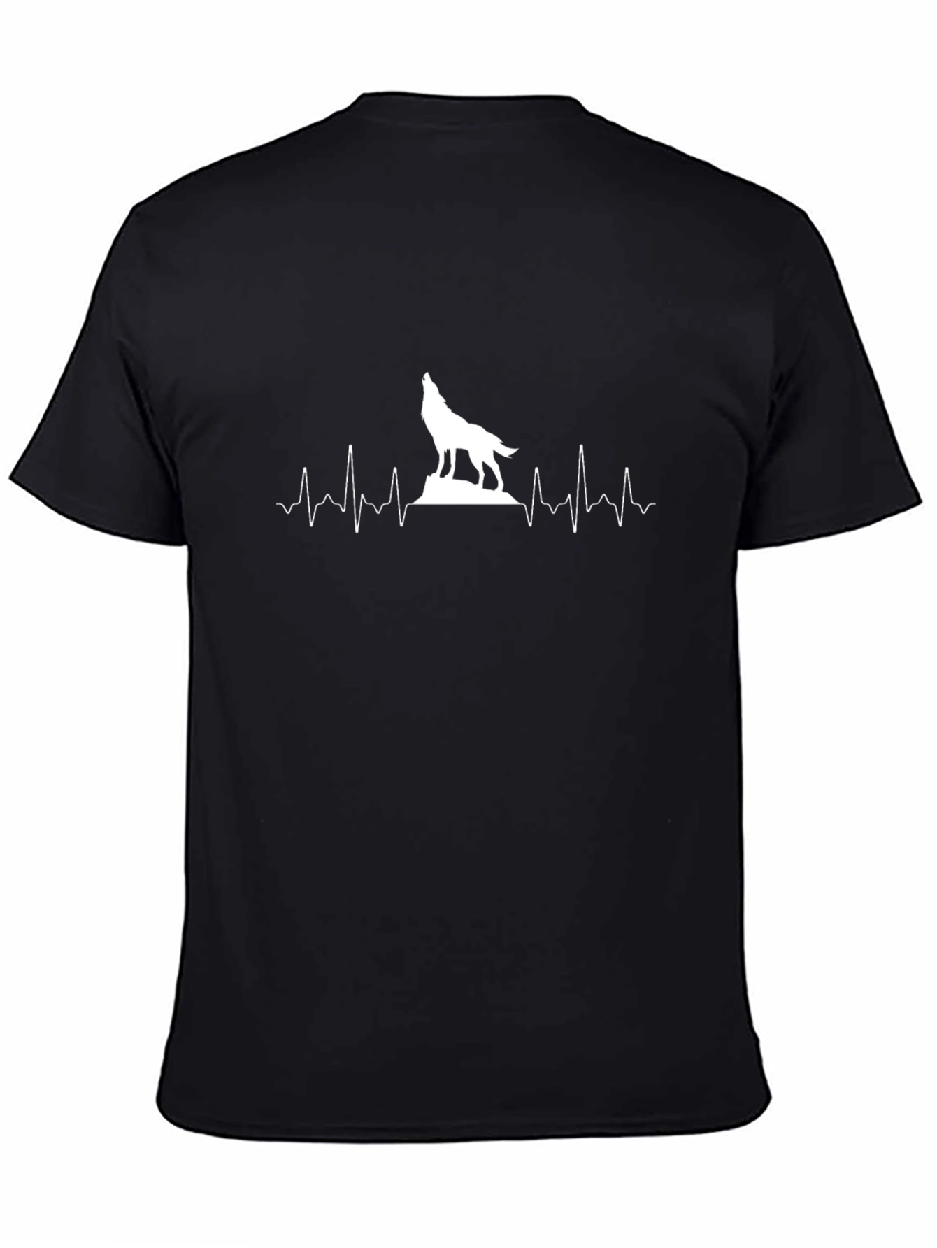 Wolf Heartbeat Graphic Tee - Stylish Mens Black T-Shirt