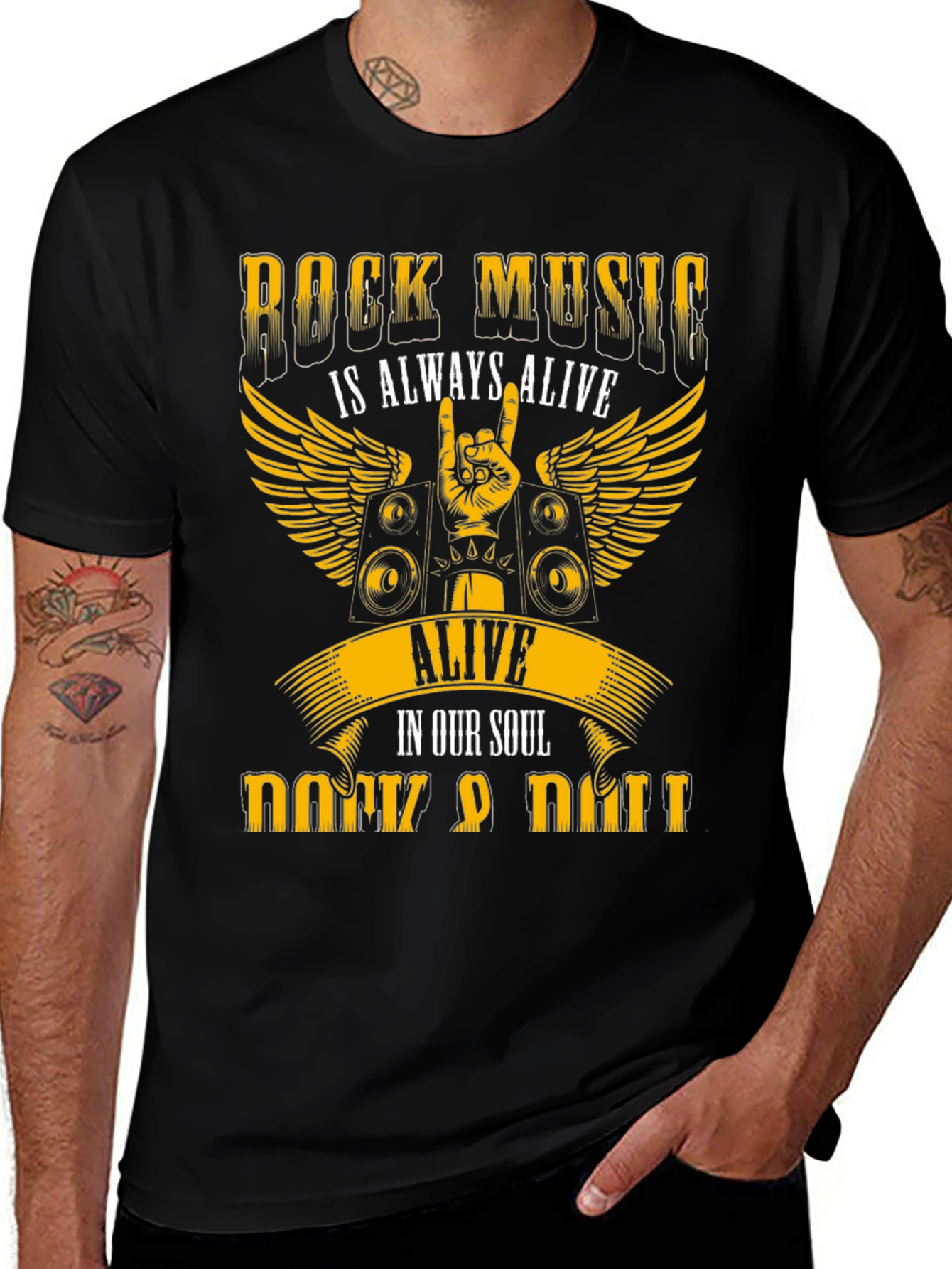 Rock Music Always Alive Black T-Shirt