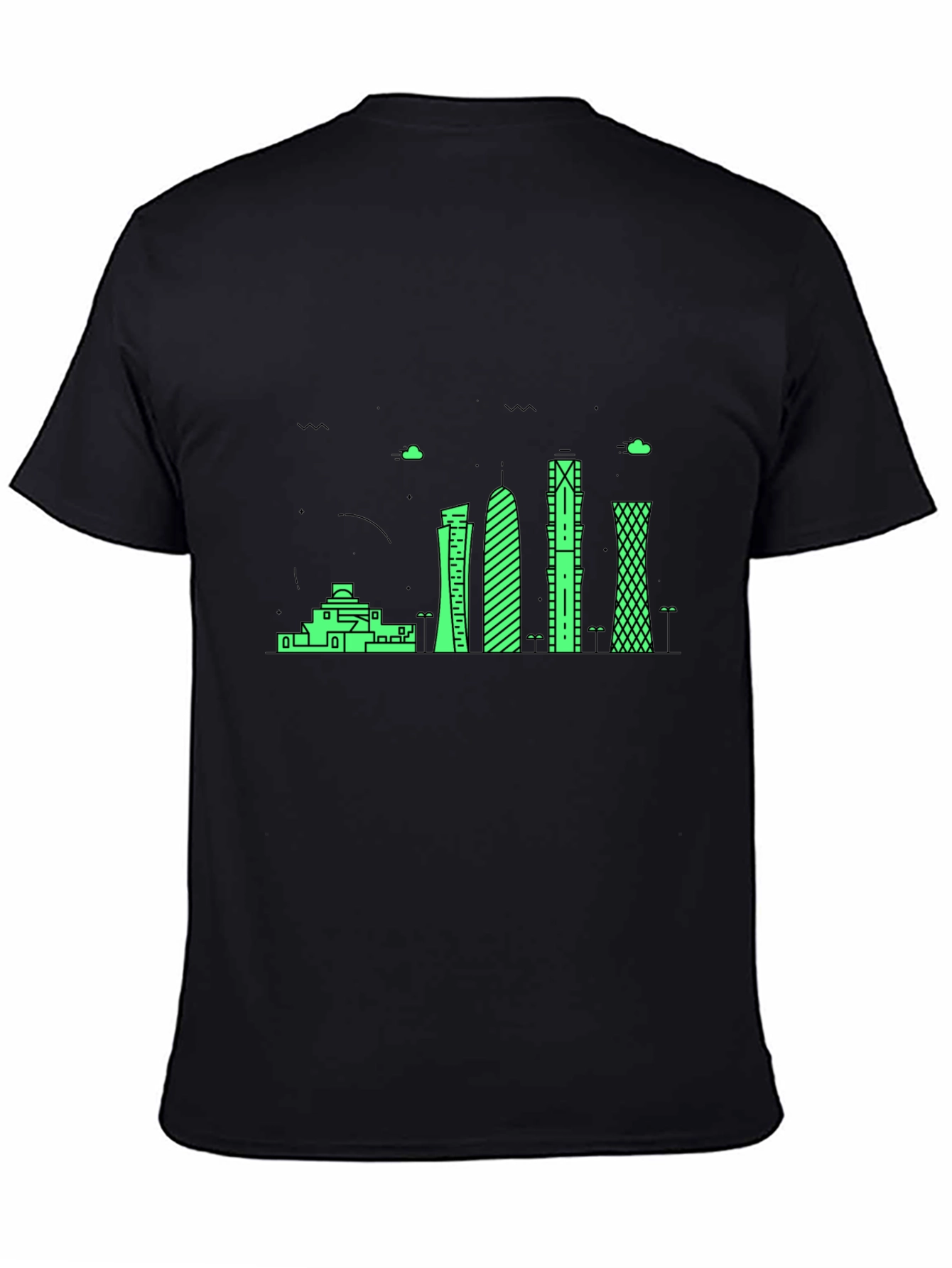 Modern Cityscape Graphic Tee - Black