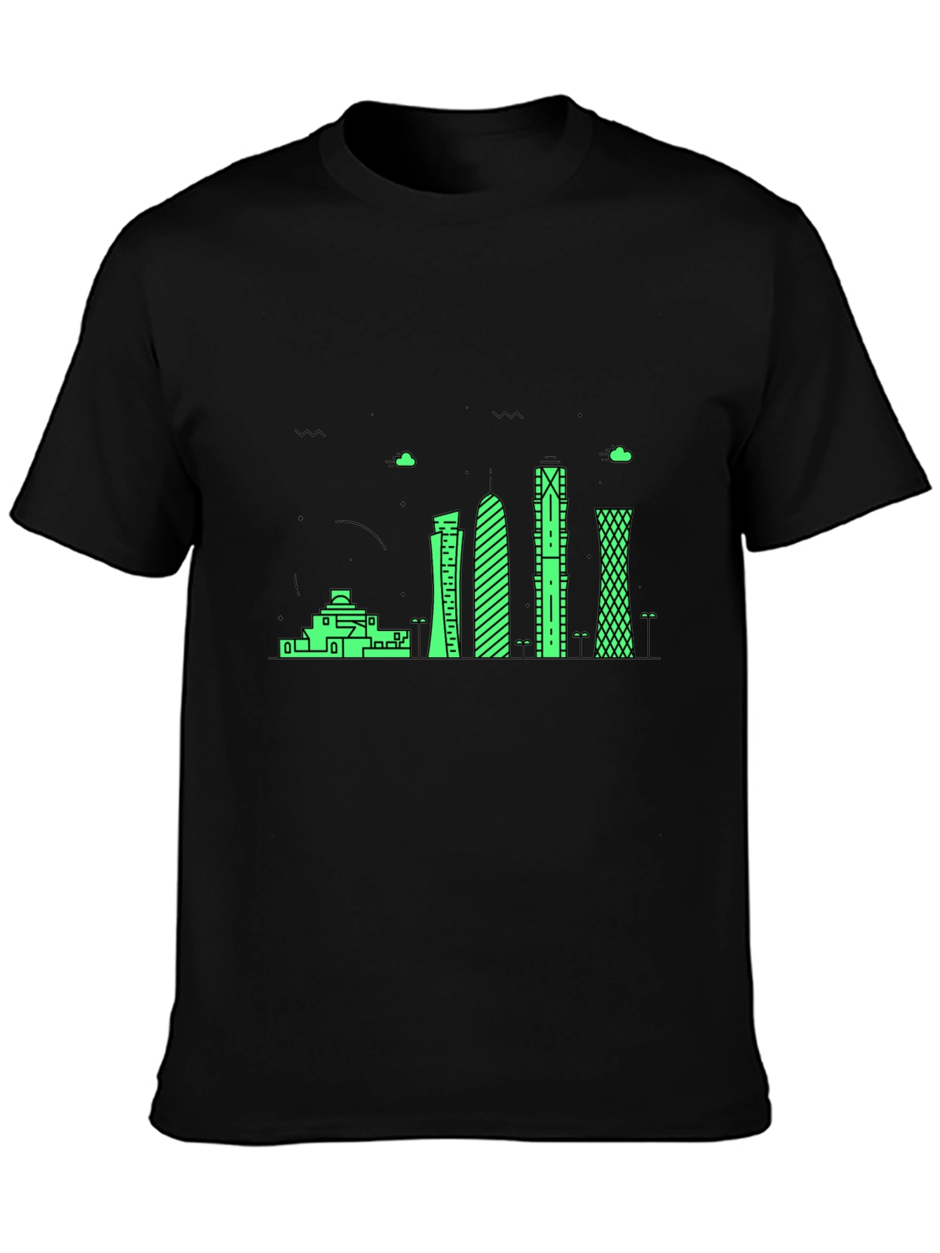 Modern Cityscape Graphic Tee - Black