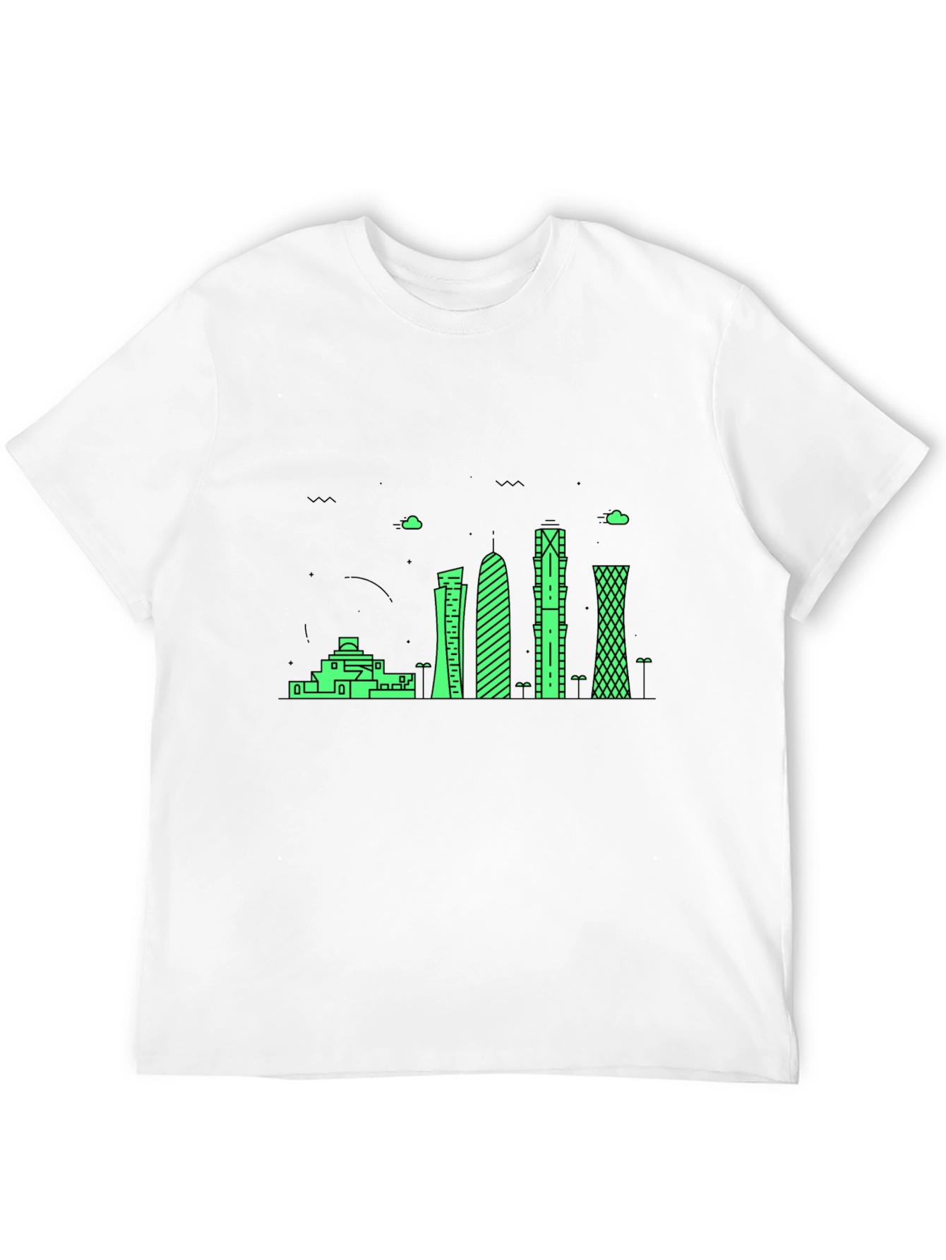 Modern Cityscape Graphic Tee - Black