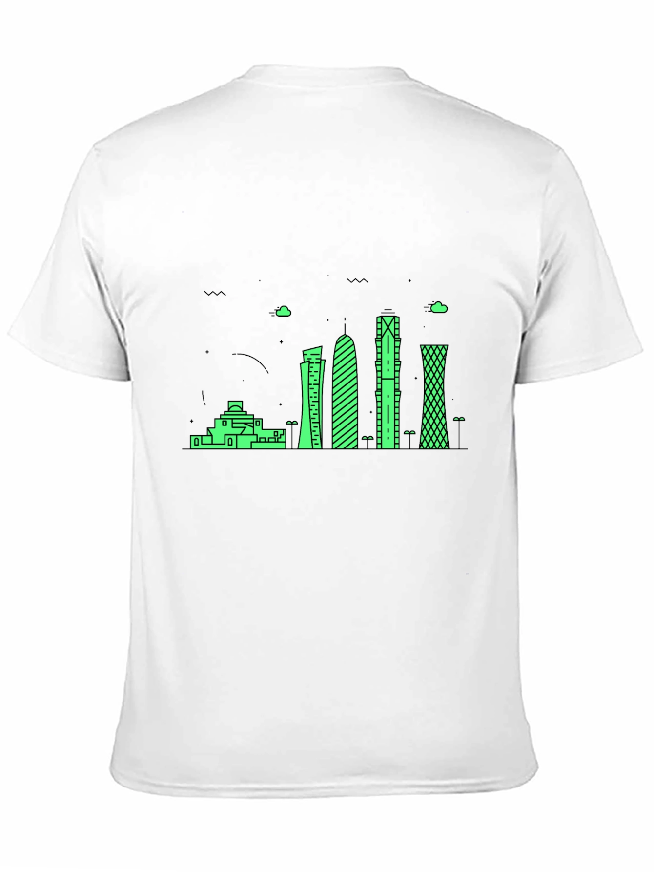 Modern Cityscape Graphic Tee - Black