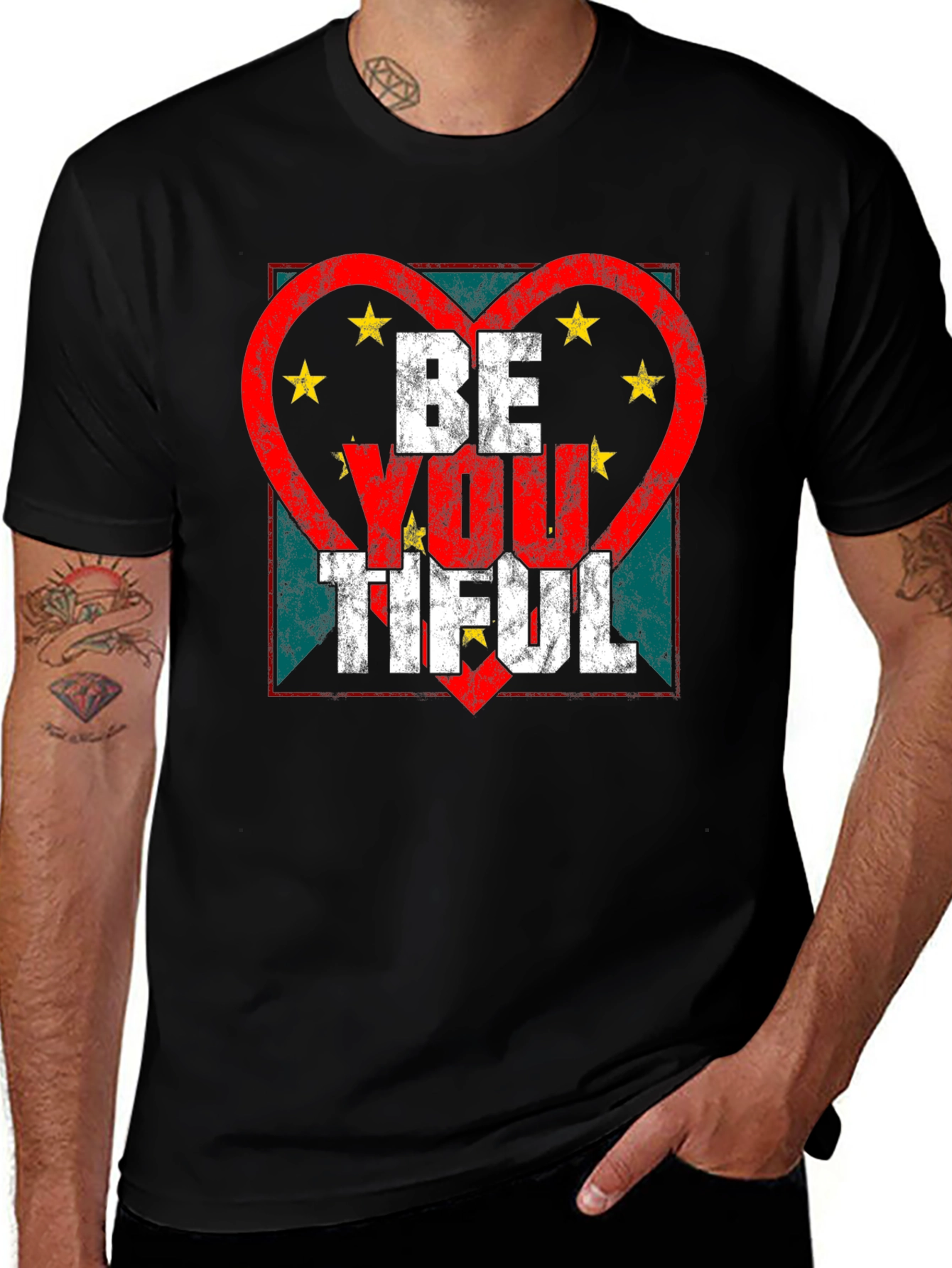 Be You Tiful Graphic Tee - Heart Star Design
