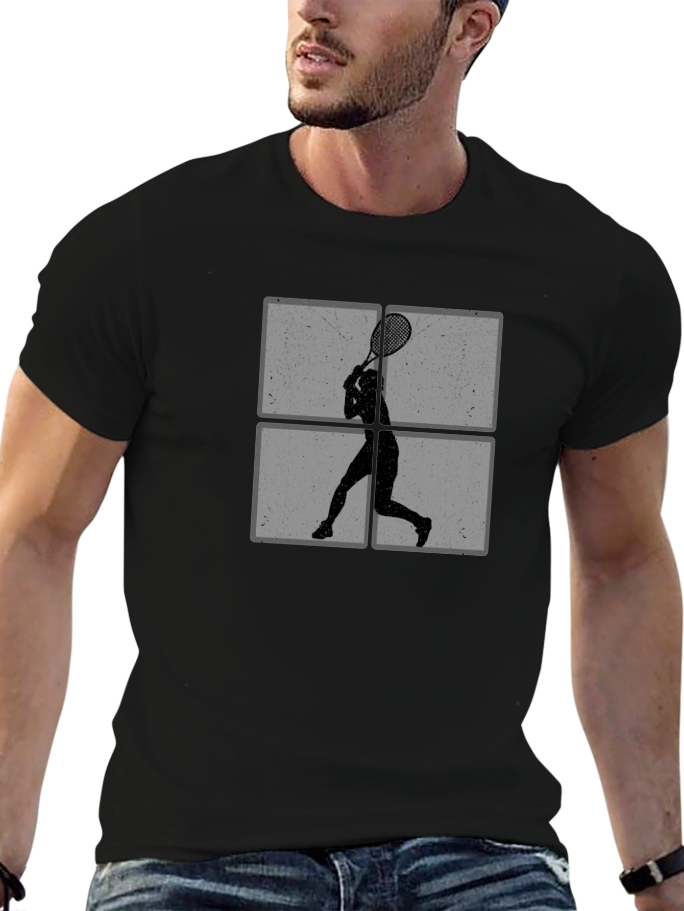 Tennis Player Silhouette Graphic T-Shirt