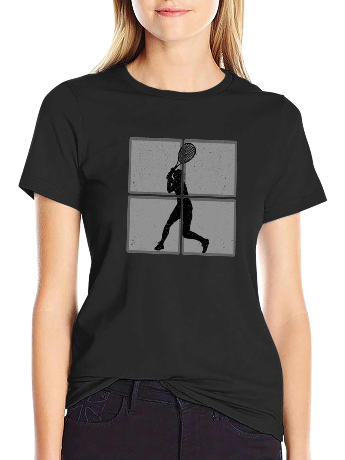 Tennis Player Silhouette Graphic T-Shirt