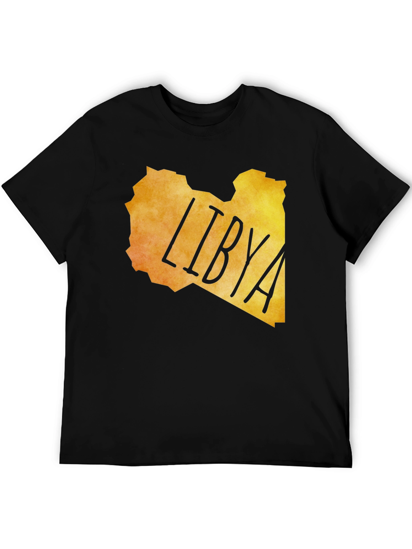 Libya Map Graphic T-Shirt - Black