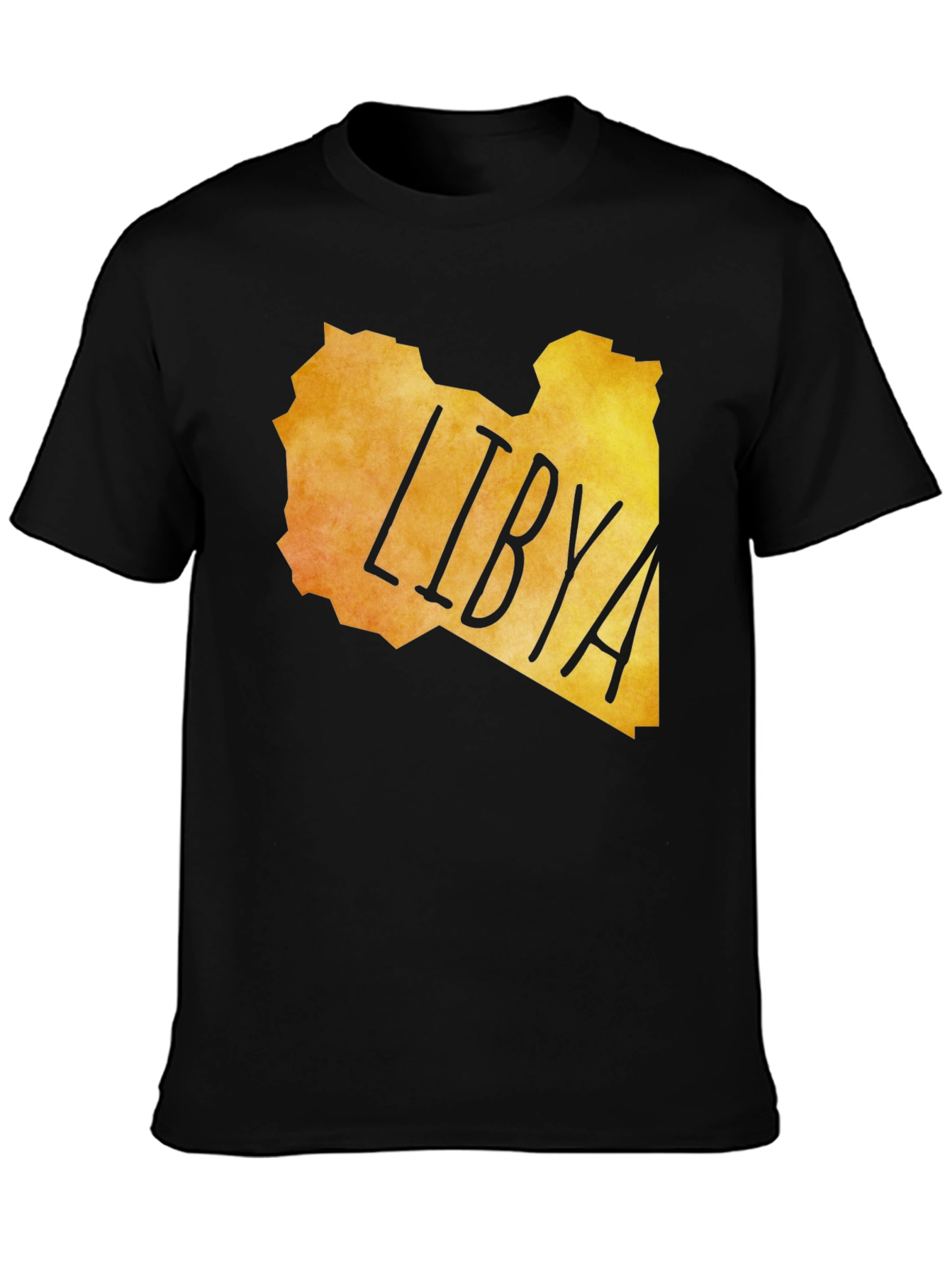 Libya Map Graphic T-Shirt - Black