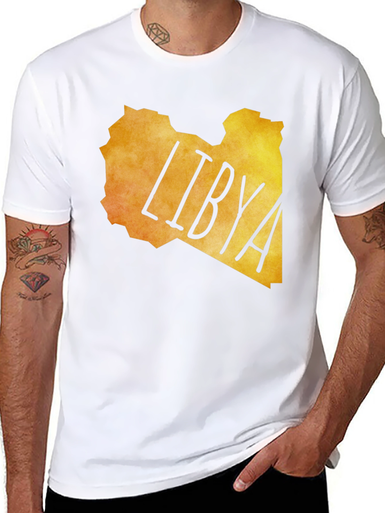 Libya Map Graphic T-Shirt - Black