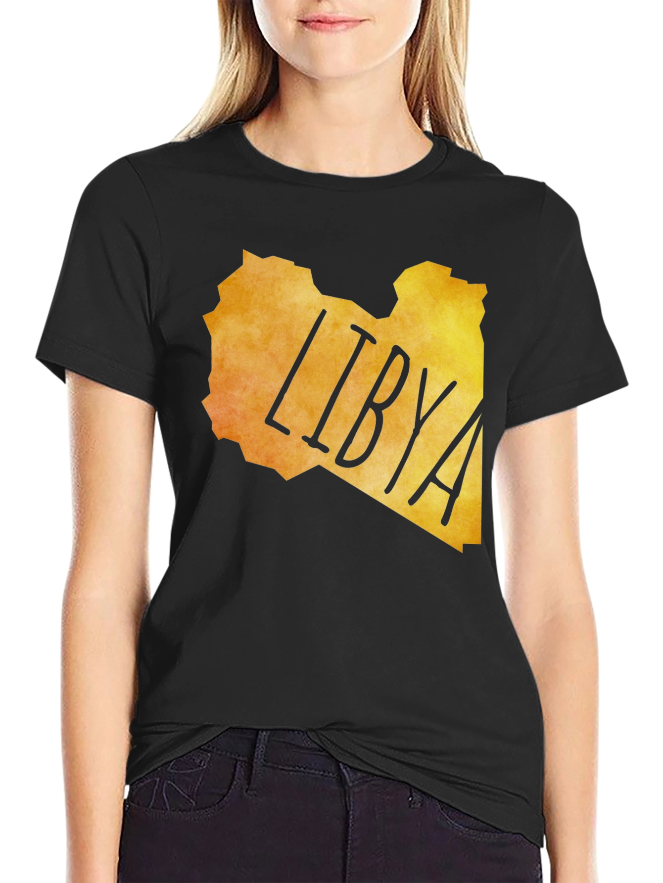 Libya Map Graphic T-Shirt - Black