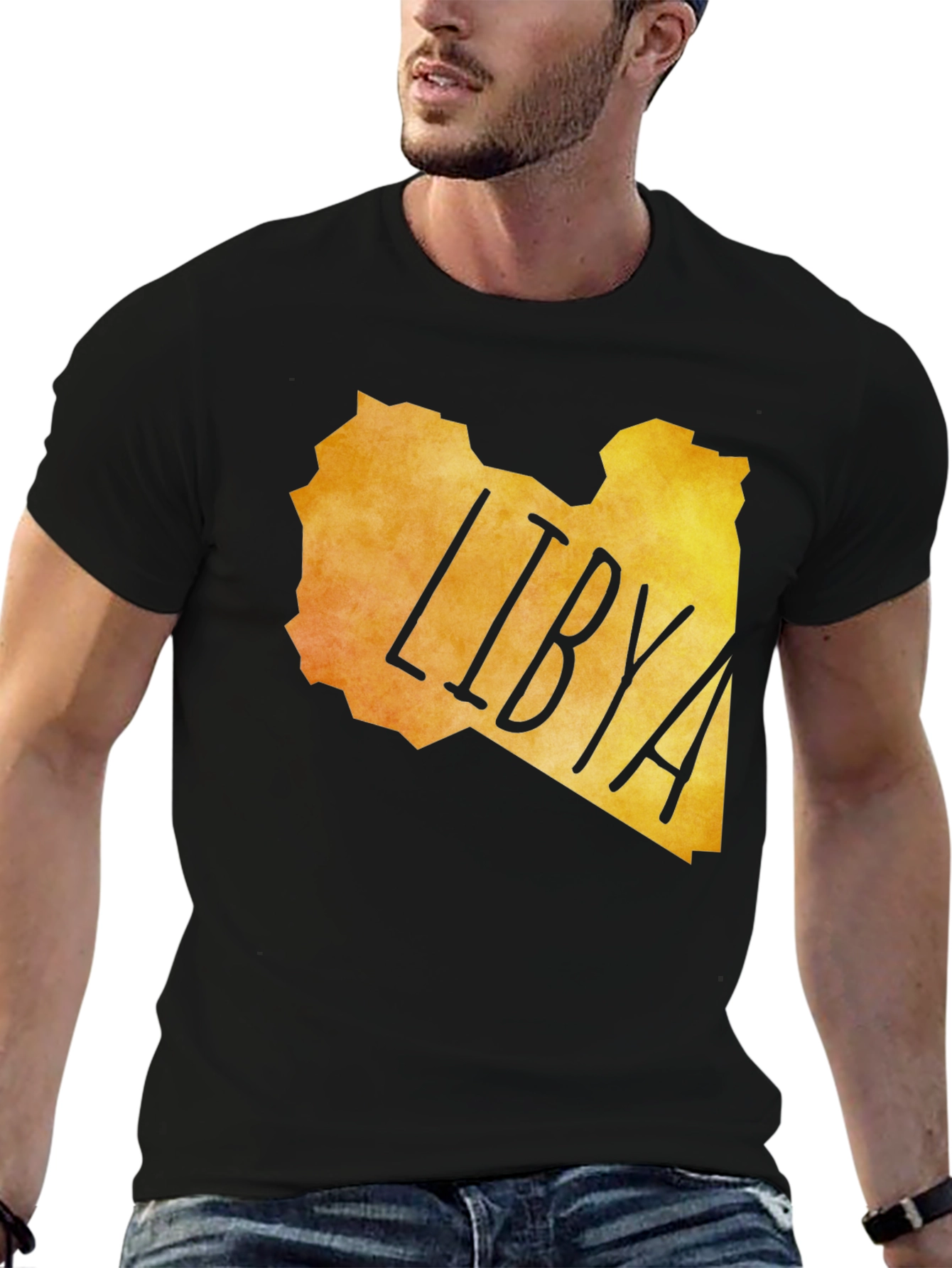 Libya Map Graphic T-Shirt - Black