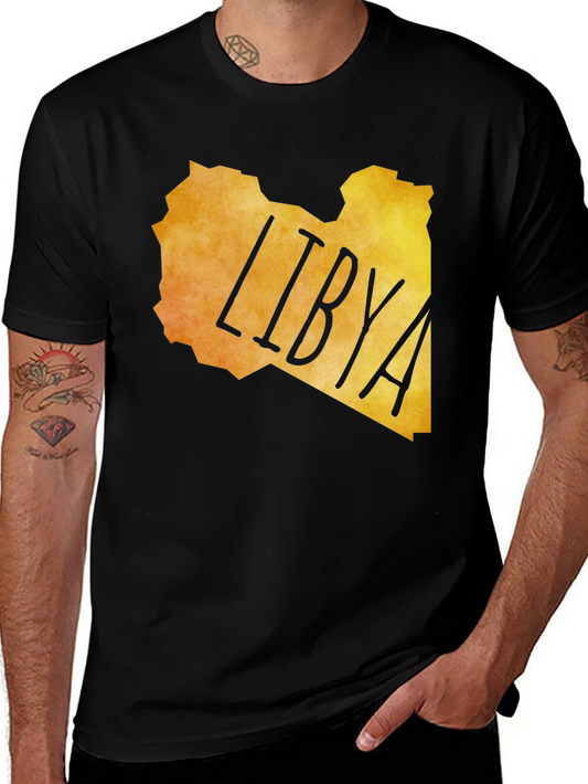 Libya Map Graphic T-Shirt - Black