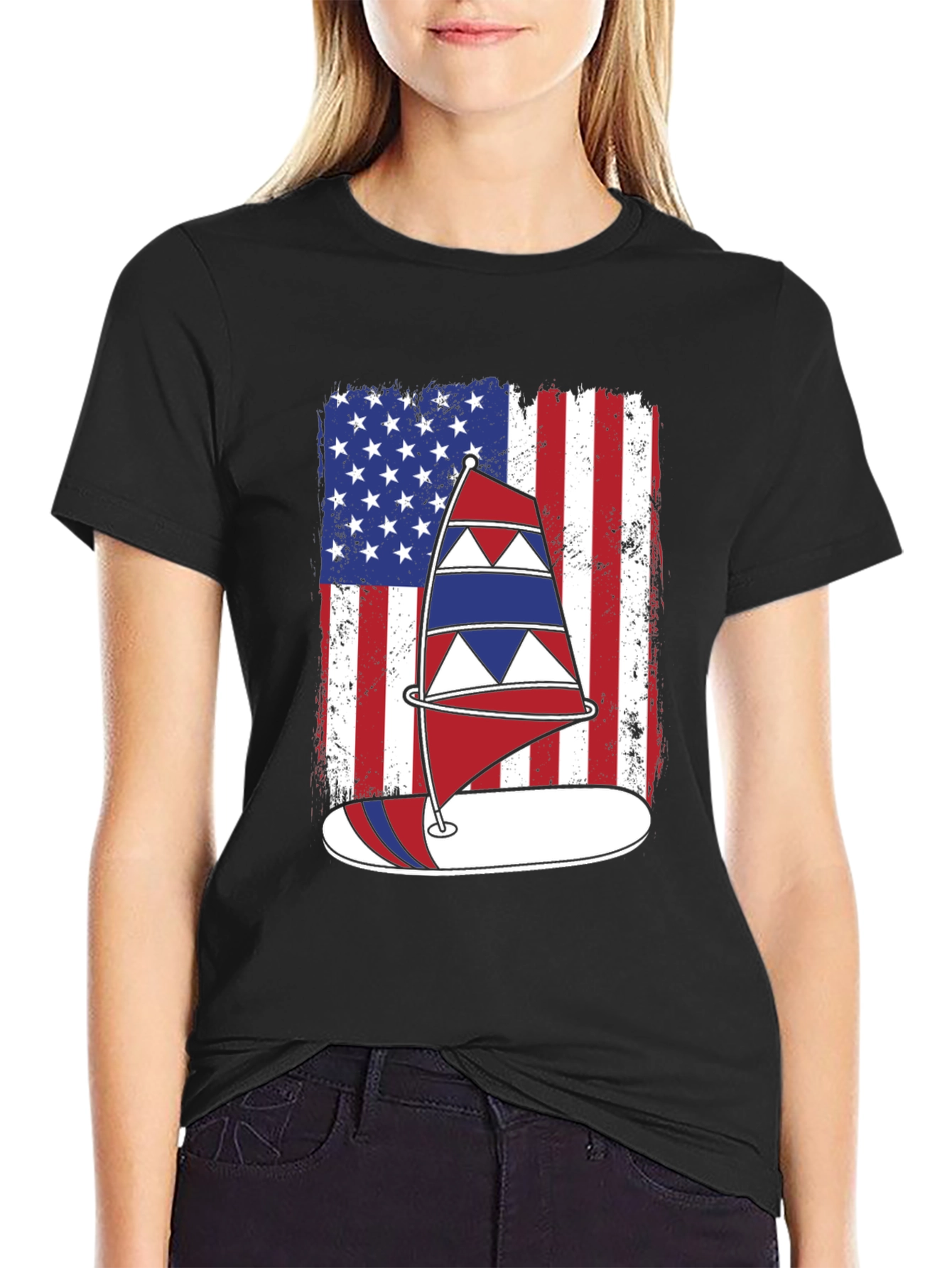 Patriotic Sailboat USA Flag T-Shirt