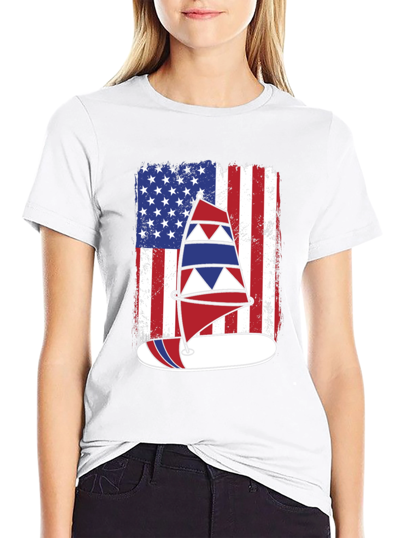Patriotic Sailboat USA Flag T-Shirt