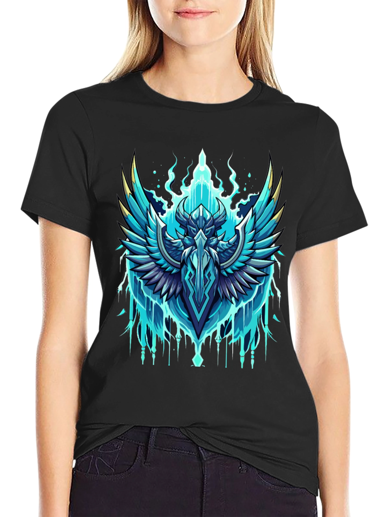 Epic Winged Crest Graphic Tee - Black Cotton