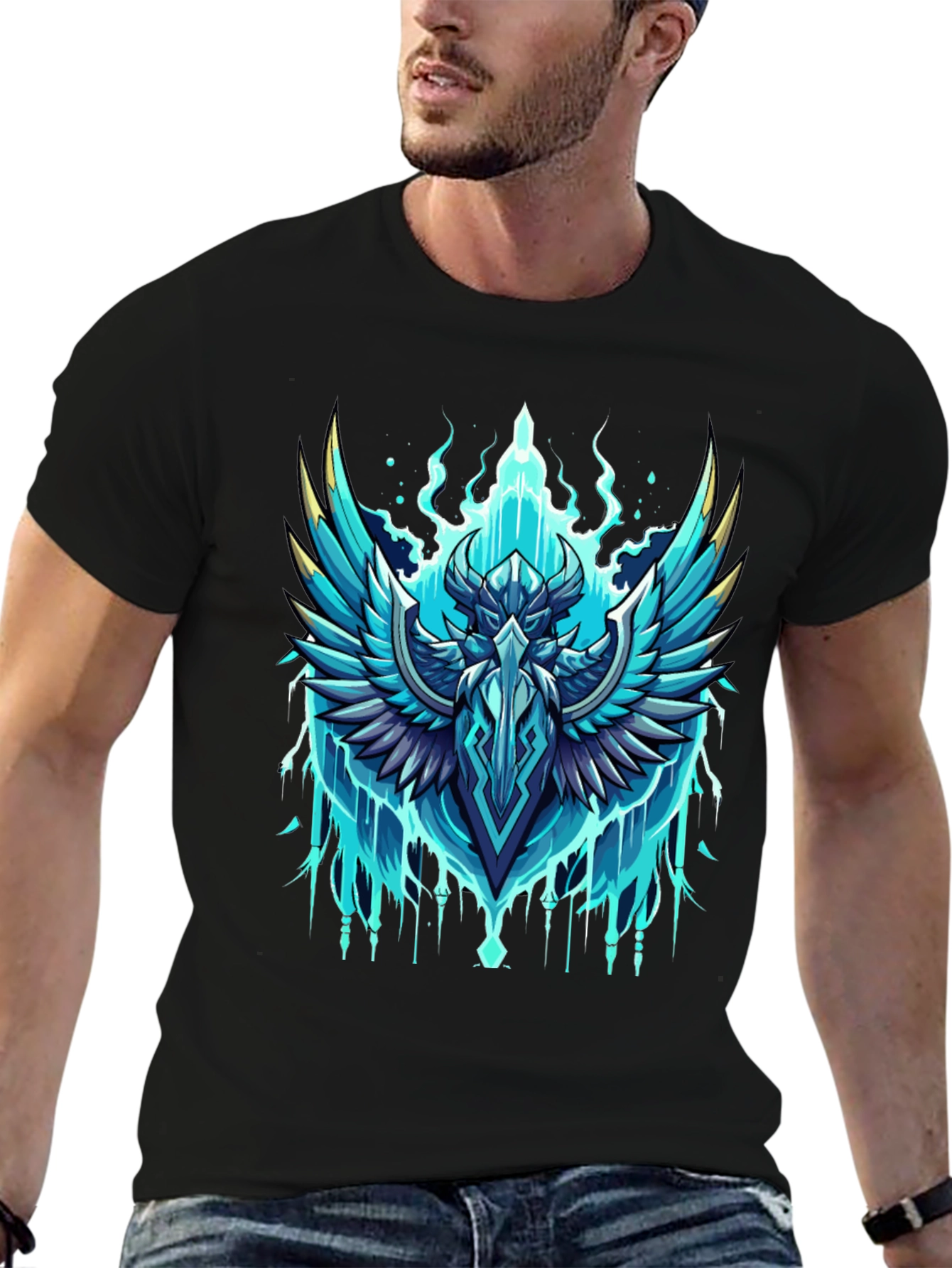 Epic Winged Crest Graphic Tee - Black Cotton