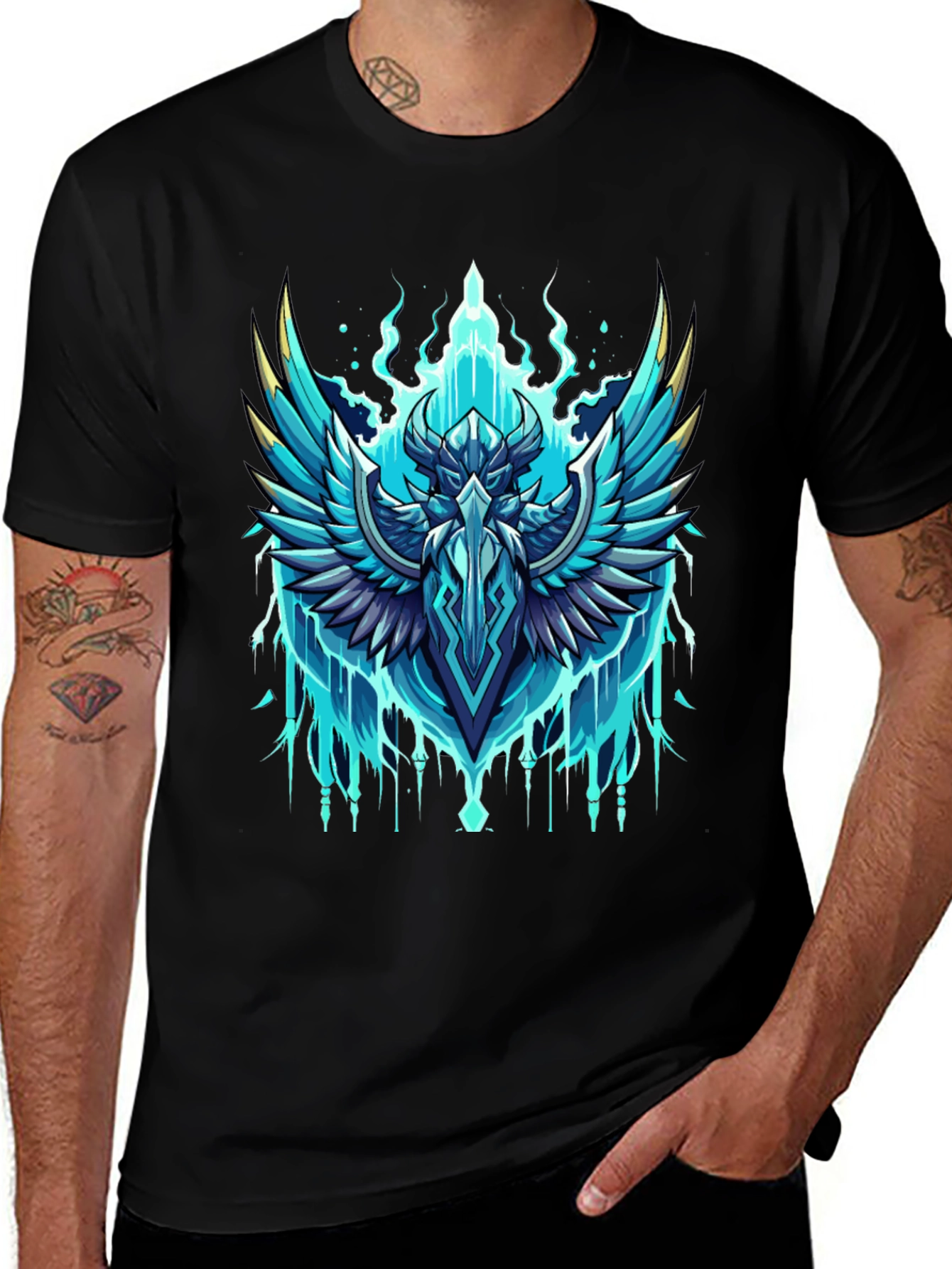 Epic Winged Crest Graphic Tee - Black Cotton