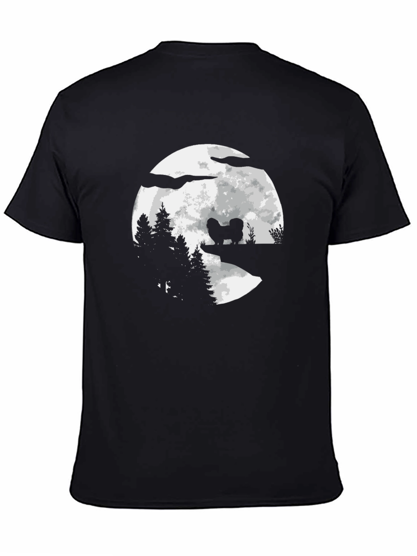 Dog Moon Silhouette Graphic T-Shirt