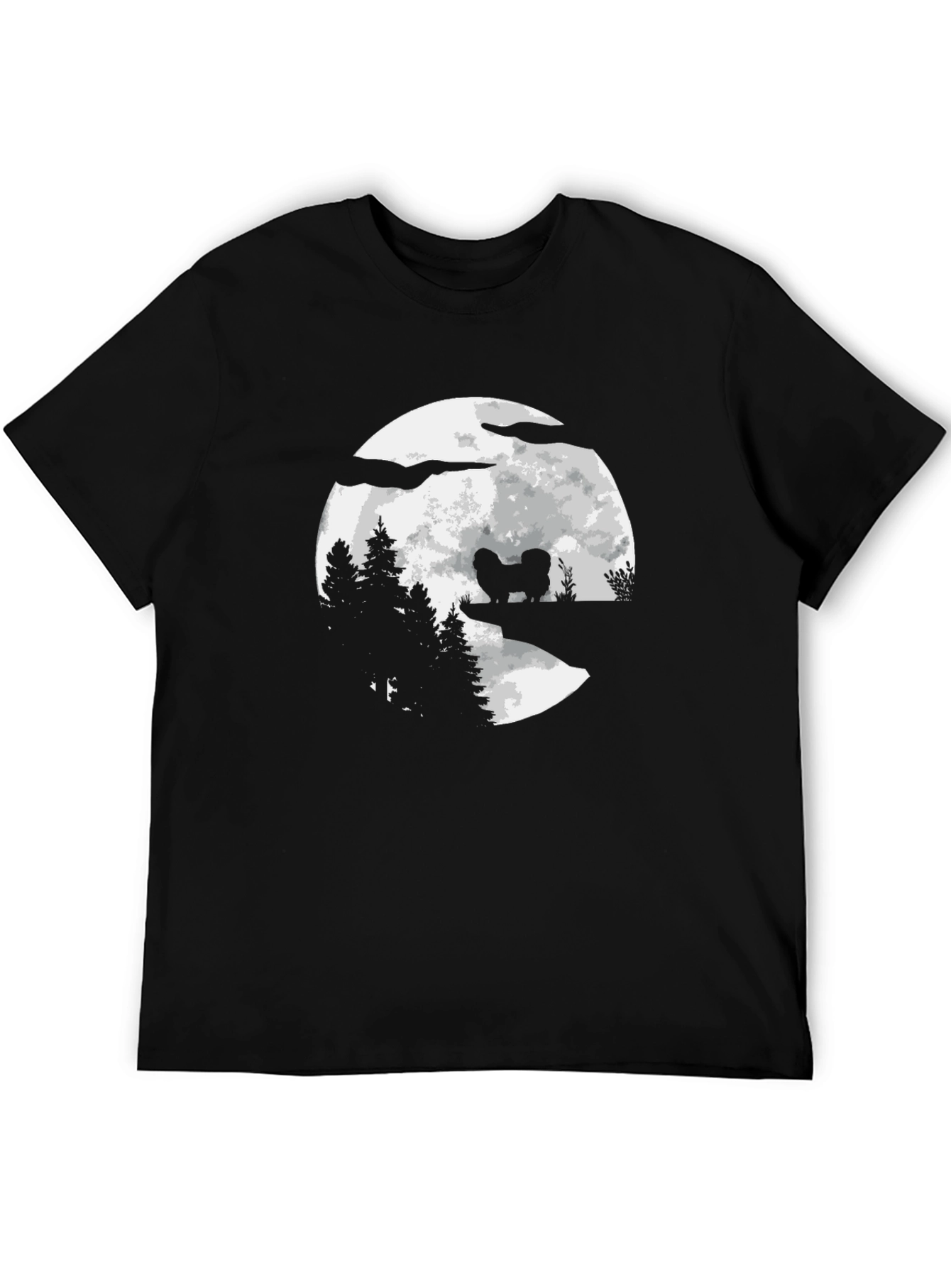 Dog Moon Silhouette Graphic T-Shirt