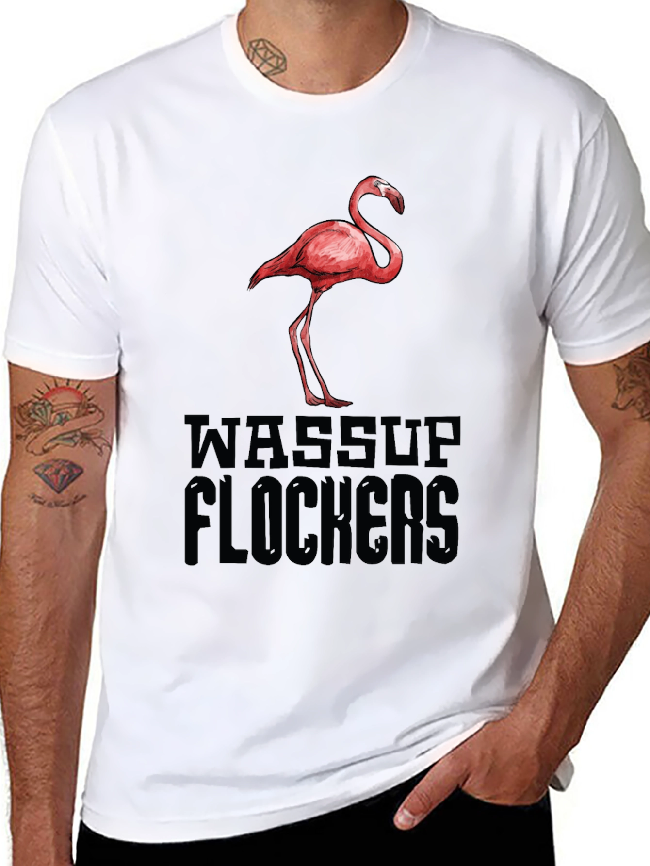 Wassup Flockers Flamingo Graphic Tee