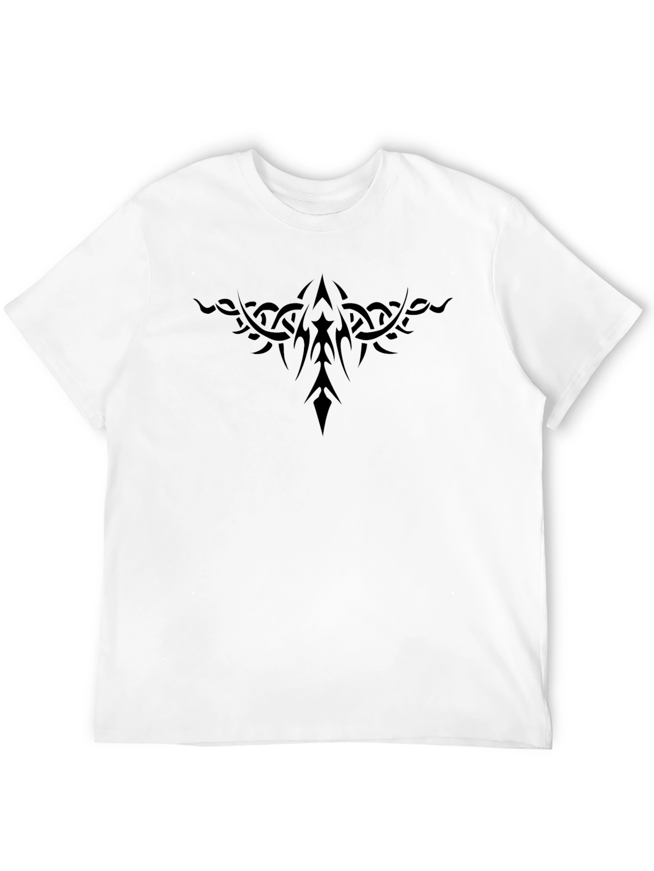 Tribal Tattoo Style Graphic Black T-Shirt for Men