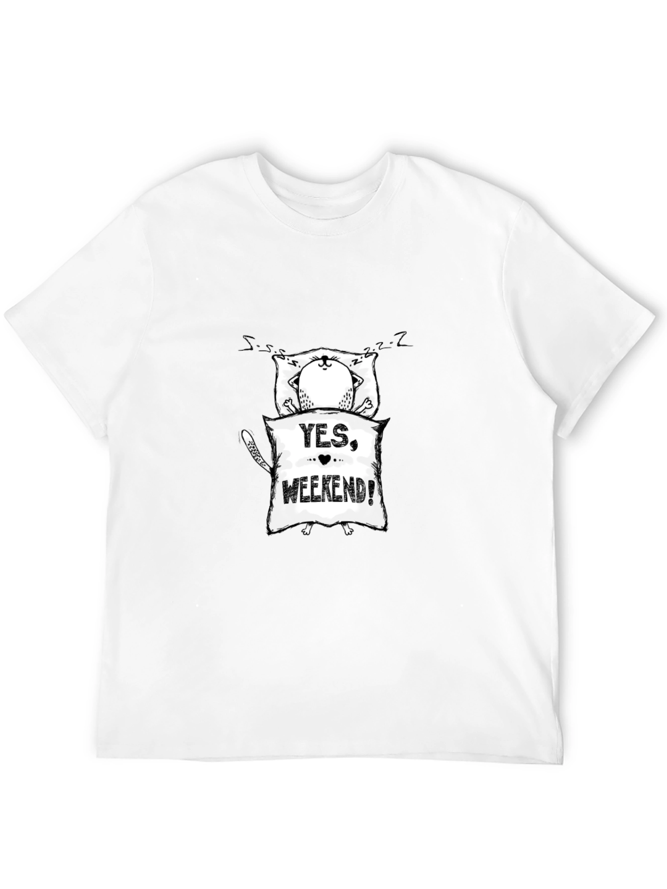 Yes Weekend! Sleepy Cat Graphic Tee - Black