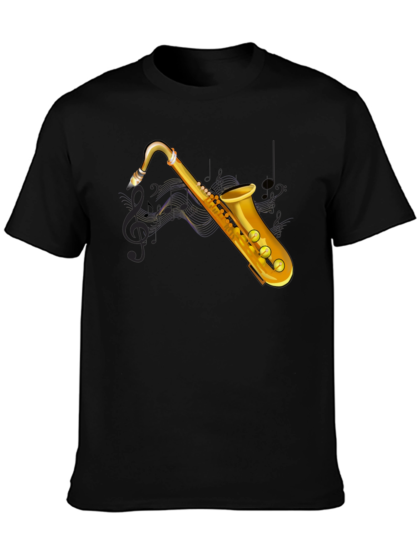 Saxophone Graphic Tee - Black Cotton T-Shirt