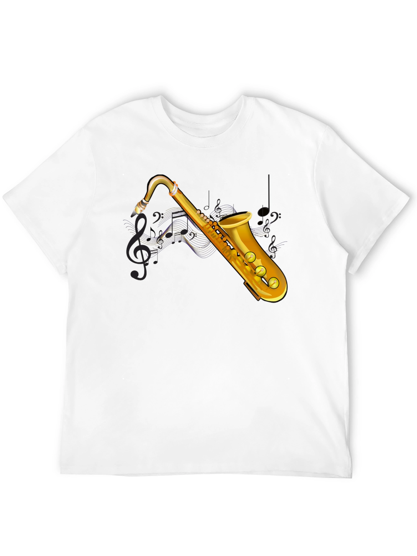 Saxophone Graphic Tee - Black Cotton T-Shirt