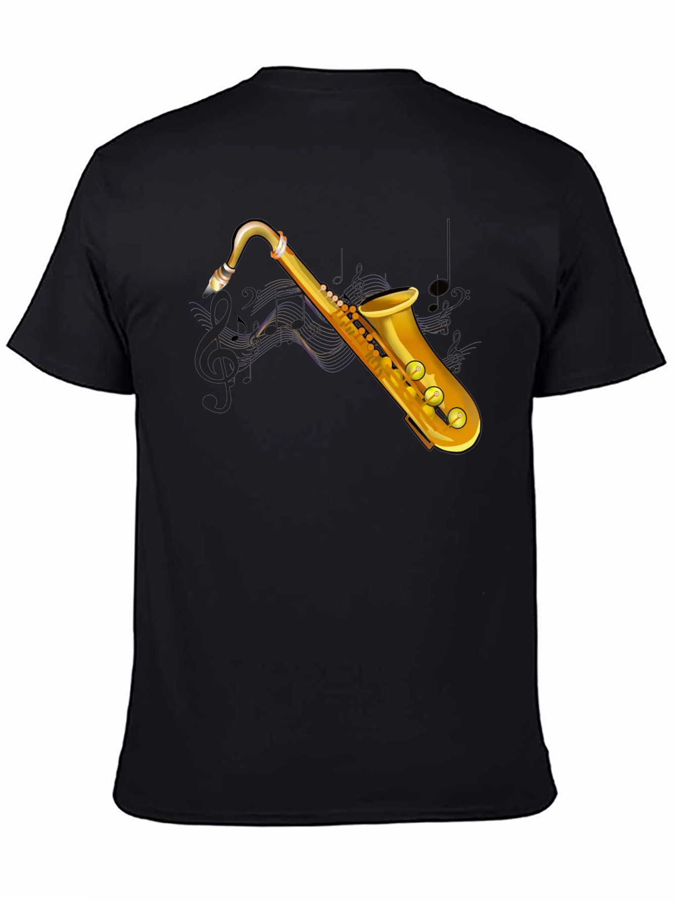 Saxophone Graphic Tee - Black Cotton T-Shirt